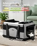 Pecute Cat Carrier, Soft Double Pet Crate pour 2 Voyage de chats, Gray 5mm Cadre anti-effondrement, double convertible Space, pliable, maille respirante en polyester, jusqu'à 26 lbs, Voyage en voiture & Visites de vétérinaires