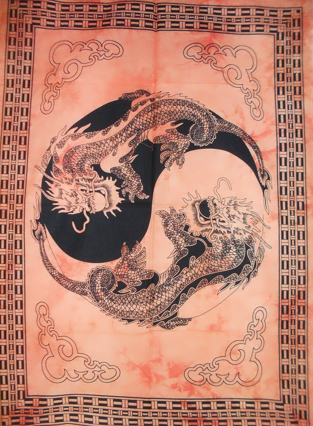 Traditional Jaipur Tie Dye Thai Dragon Tapestry, Indian Poster, Good Luck Wall Hanging, Bohemian Throw, Hippie Dorm Room Decorations, Gypsy Wall Art