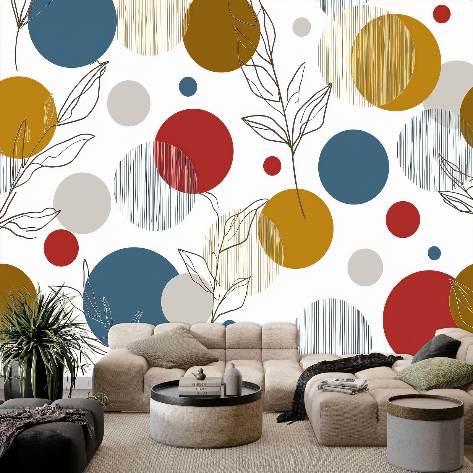 Papier peint panoramique géométrique bohème de 250x175 cm pour chambre d'enfant