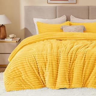 BEDELITE Fleece Queen Comforter Set -Super Soft & Warm Fluffy Bright Yellow Bedd