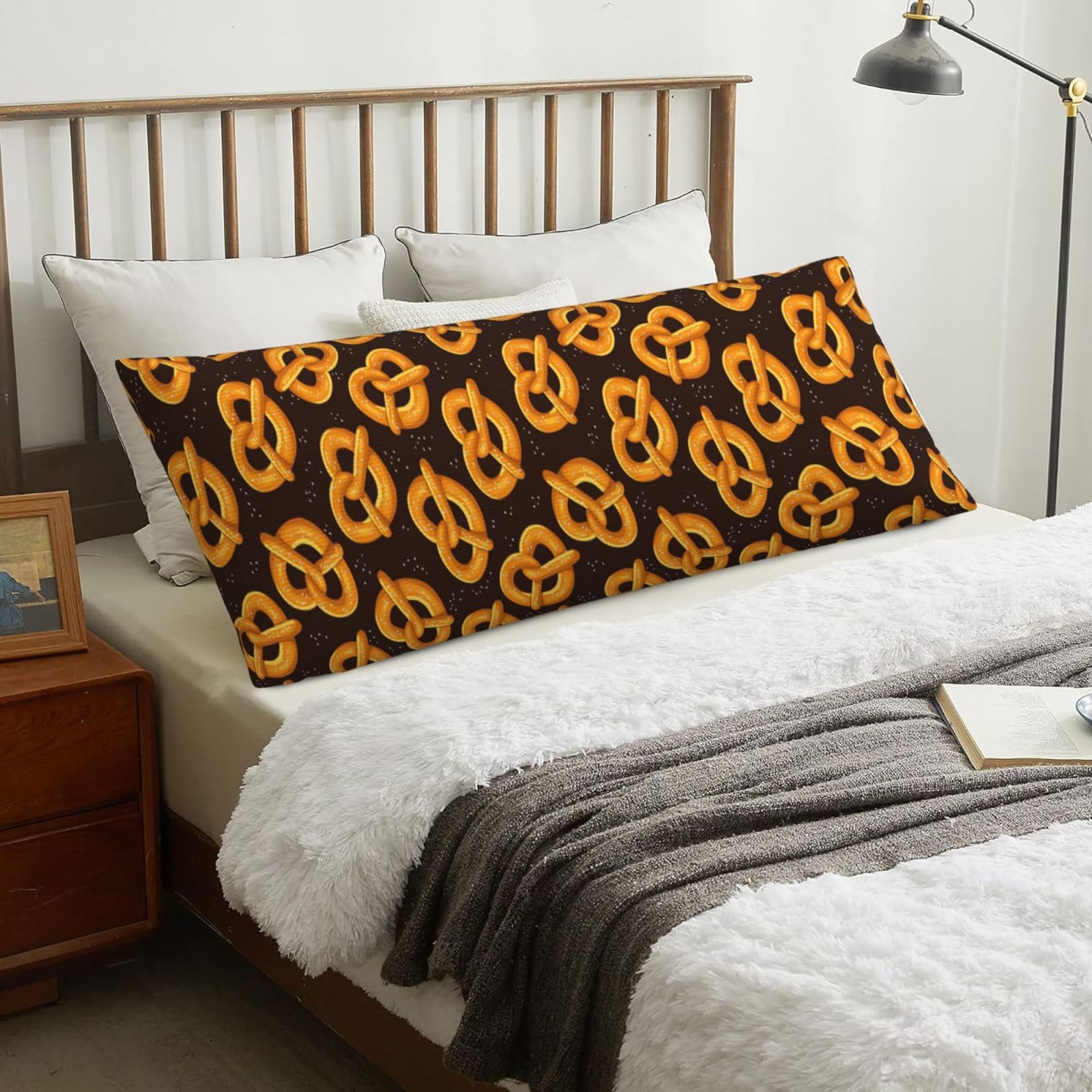 Cartoon Pretzel, Body Pillow Cover with Zipper,Long Body Pillowcase 20 x 60 in