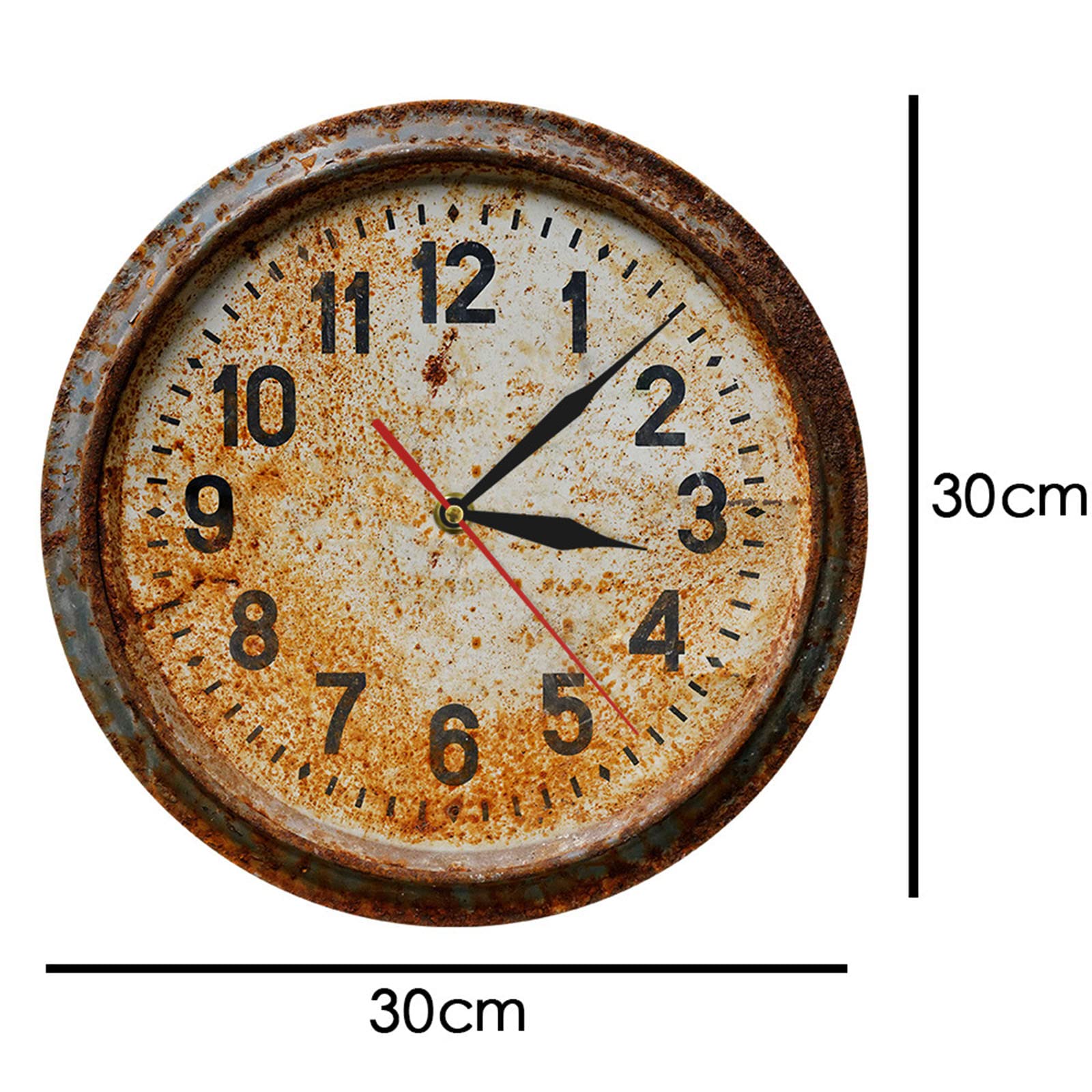 Zegar ogrodowy, zewnętrzny retro nostalgia zegar ścienny Wodoodporne ozdoby ogrodowe w ogrodzie do ogrodu/patio/farmę,Brass