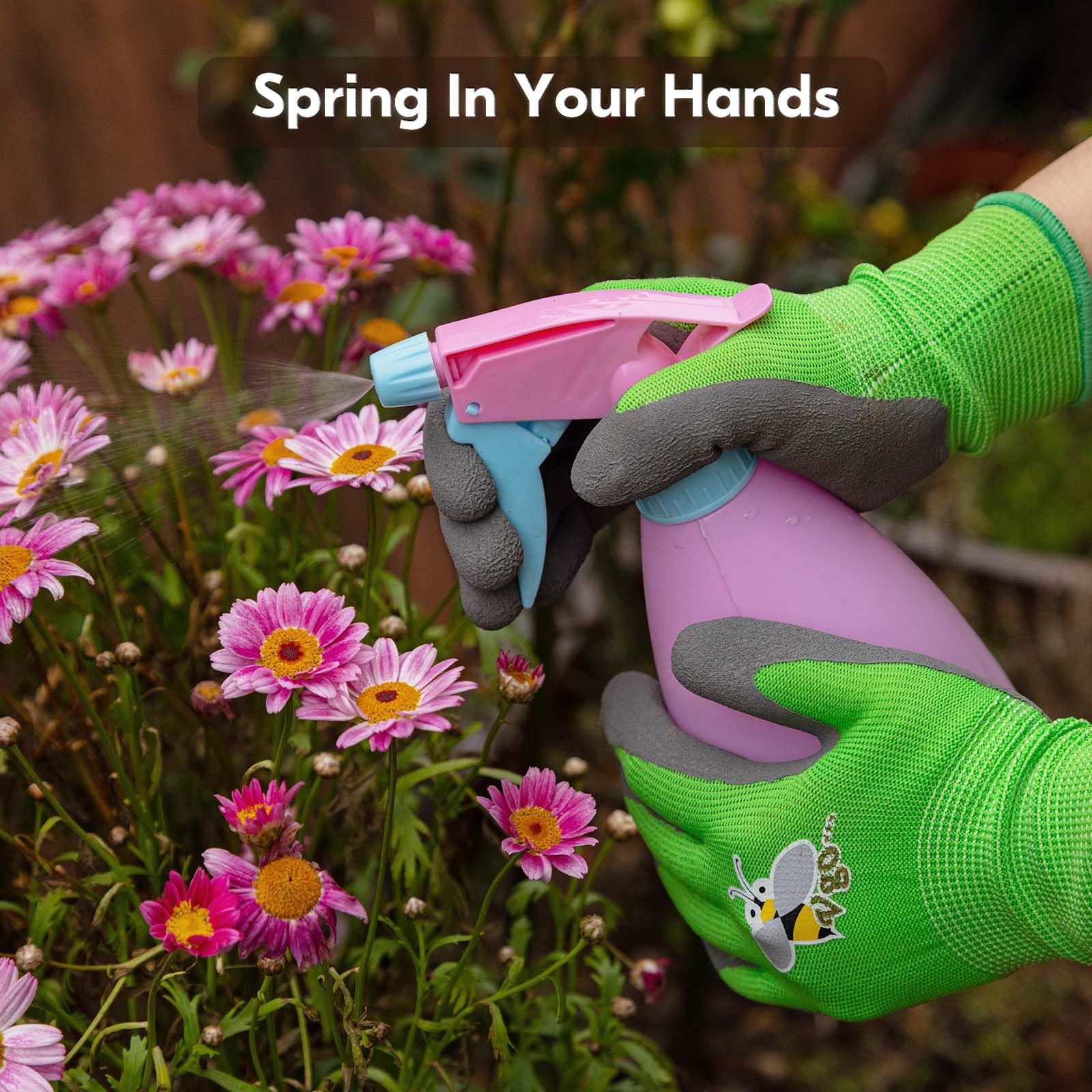 Vgo... 3 works Kids Gardening Gloves Ages 3-9, Green, RB6013, XXXS (3 works) - Image 3