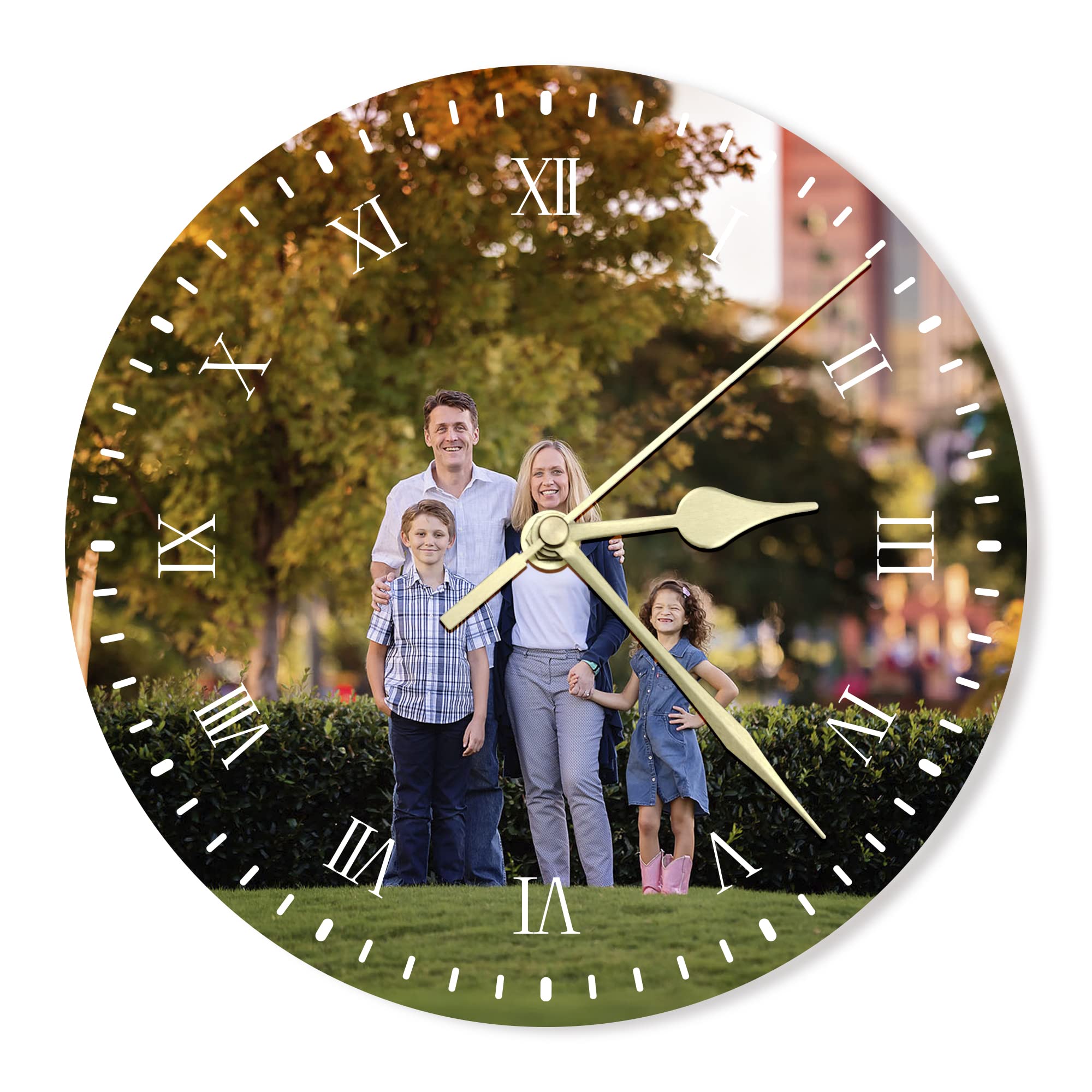 S&H&OU Custom Wall Clock,Photo Wall Clocks for Living Room Decor with Photo,Kids Silent Wall Clock,Personalized Photo Wall Hanging Time Clock for Birthday Wedding Valentine'S Day Christmas Photo Gift