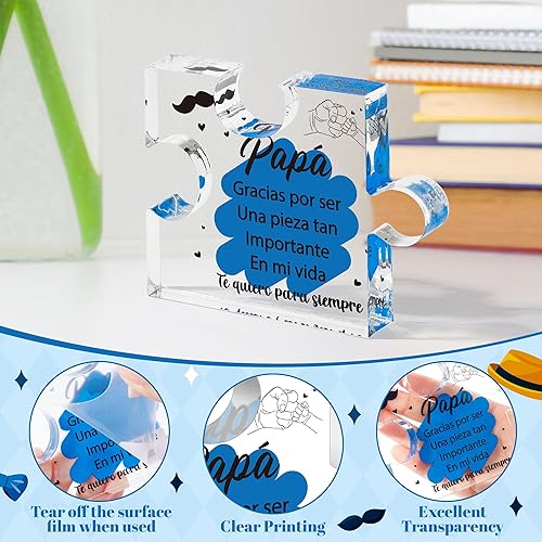 Miniatura 4 de Regalos de cumpleaños para papá en español de Yopyame - Placa acrílica de rompecabezas para decoración de escritorio de oficina Recuerdo Peso de