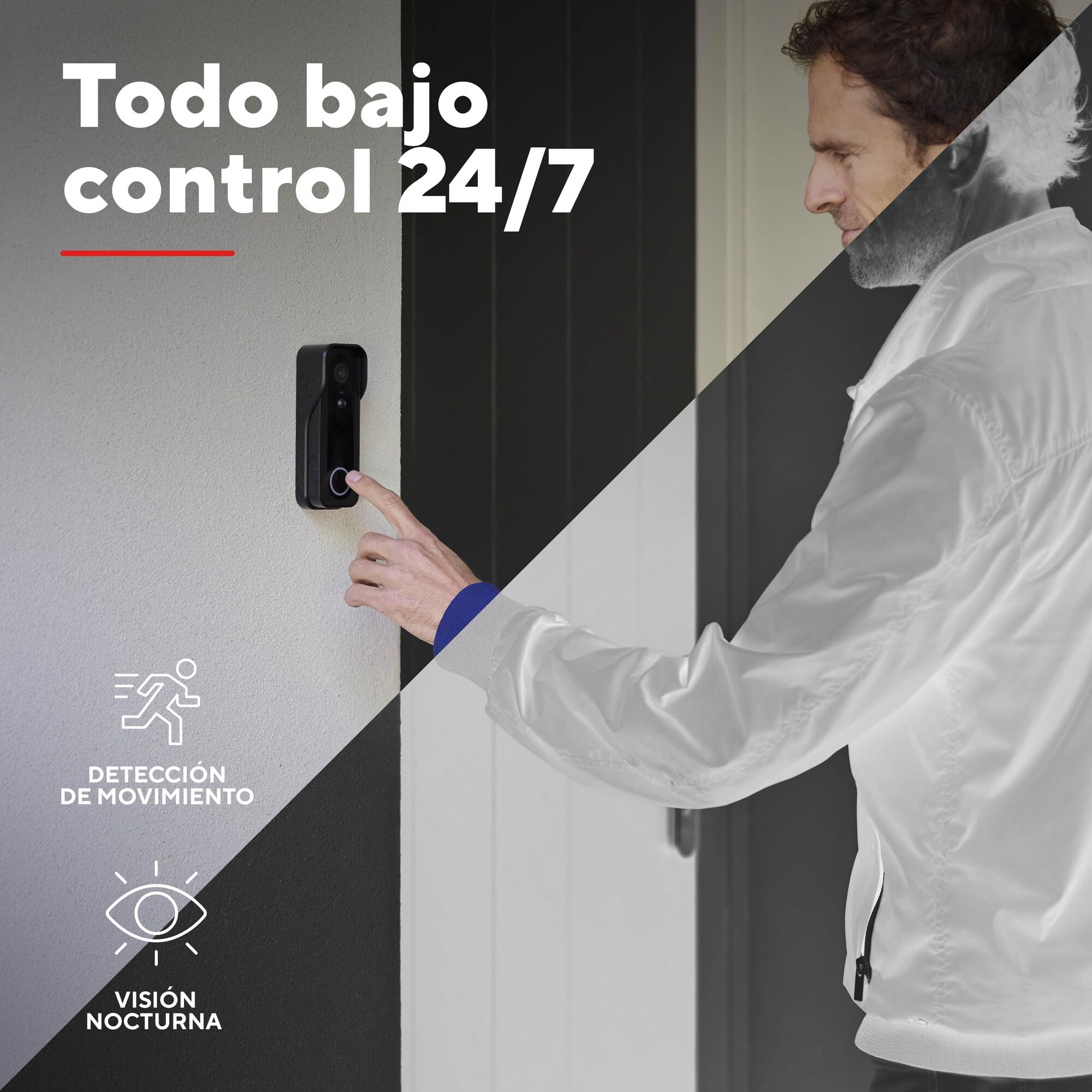 Trust Timbre Exterior Inalámbrico con Cámara 2K HD 3MP y Chime, 2.4GHz WiFi, Audio Bidireccional, Detección de Personas, Impermeable, Visión Nocturna, Control vía App, con Timbre Inalámbrico, Negro