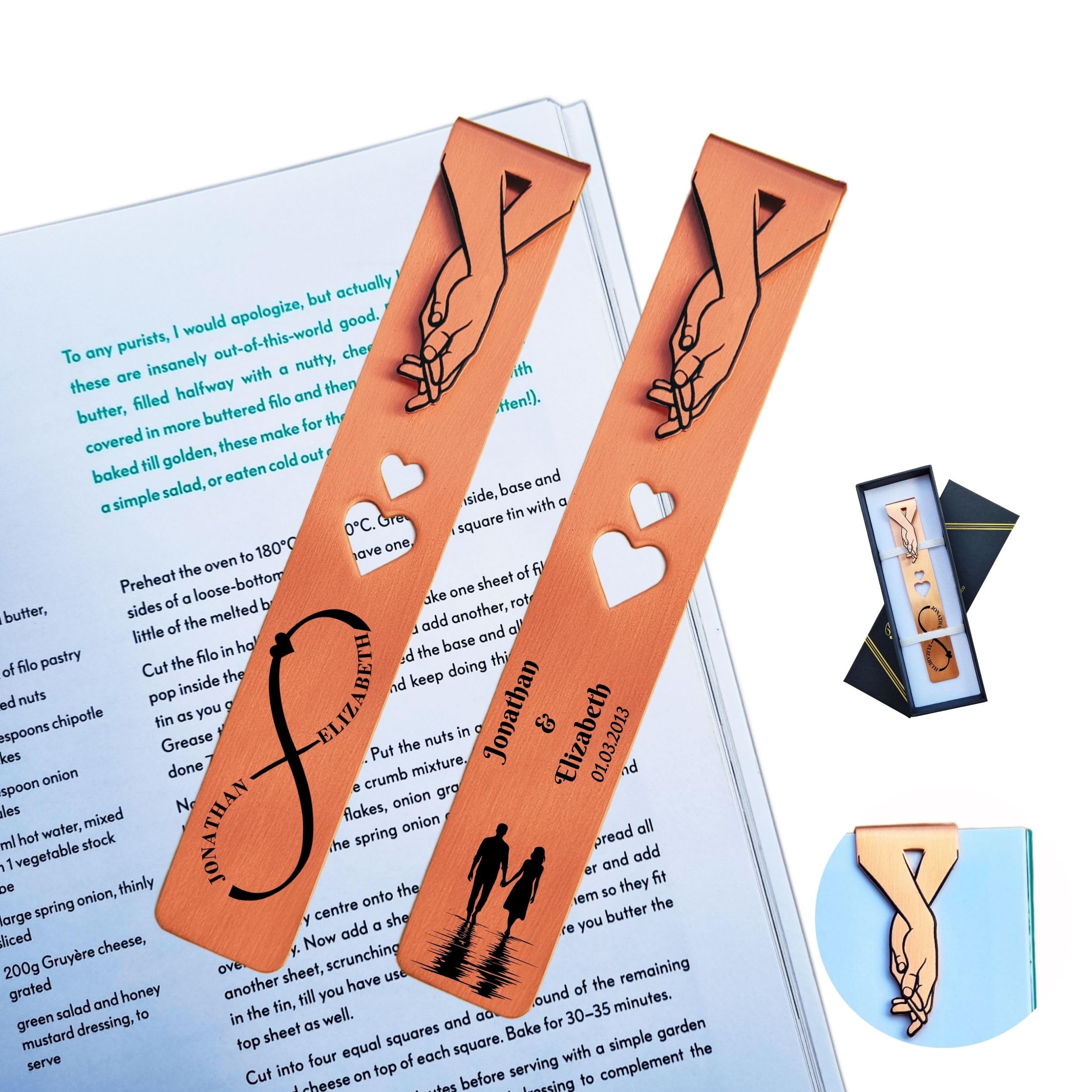 Personalised 8th Wedding Anniversary Present Bronze Wedding Anniversary Bookmark for her him Husband Wife (Bronze)