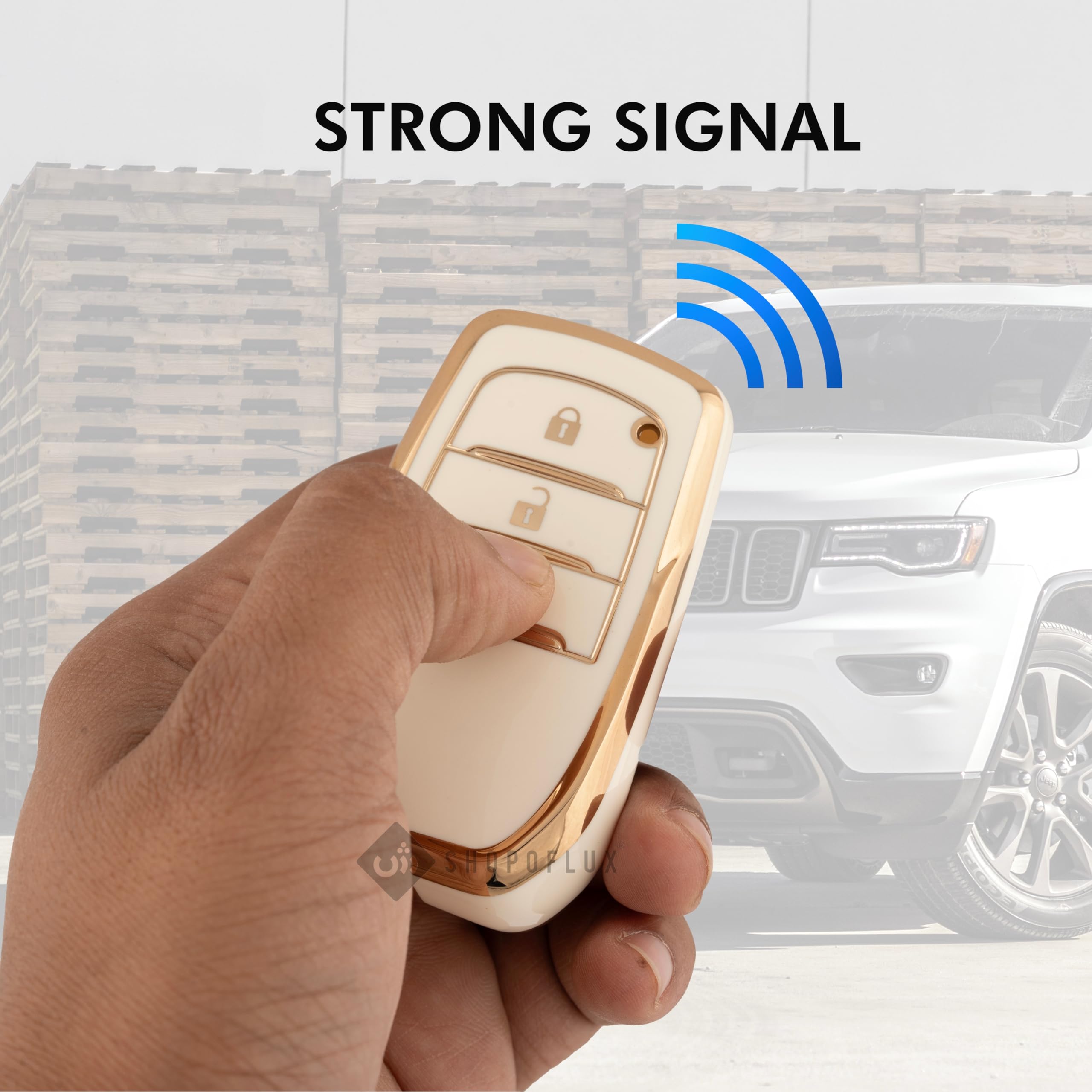 SHOPOFLUX TPU Key Cover Compatible with Toyota Fortuner | Fortuner Legender | Innova Hycross | Invicto 3 Button Smart Key (Pack 2 Black & White) 1