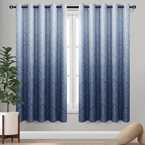 Miniatura 94 de DWCN - Cortinas blackout para dormitorio, diseño de damasco con aislamiento térmico y ojales, para sala de estar, juego de 2 paneles de cortina