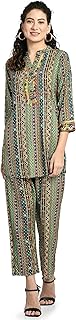 maurya Women's Rayon Angrakhha Maroon Printed Knee Length Kurta and Pant with 2 Side Pocket Ethnic Co-ord Set (Cord GP 20)-picture-44