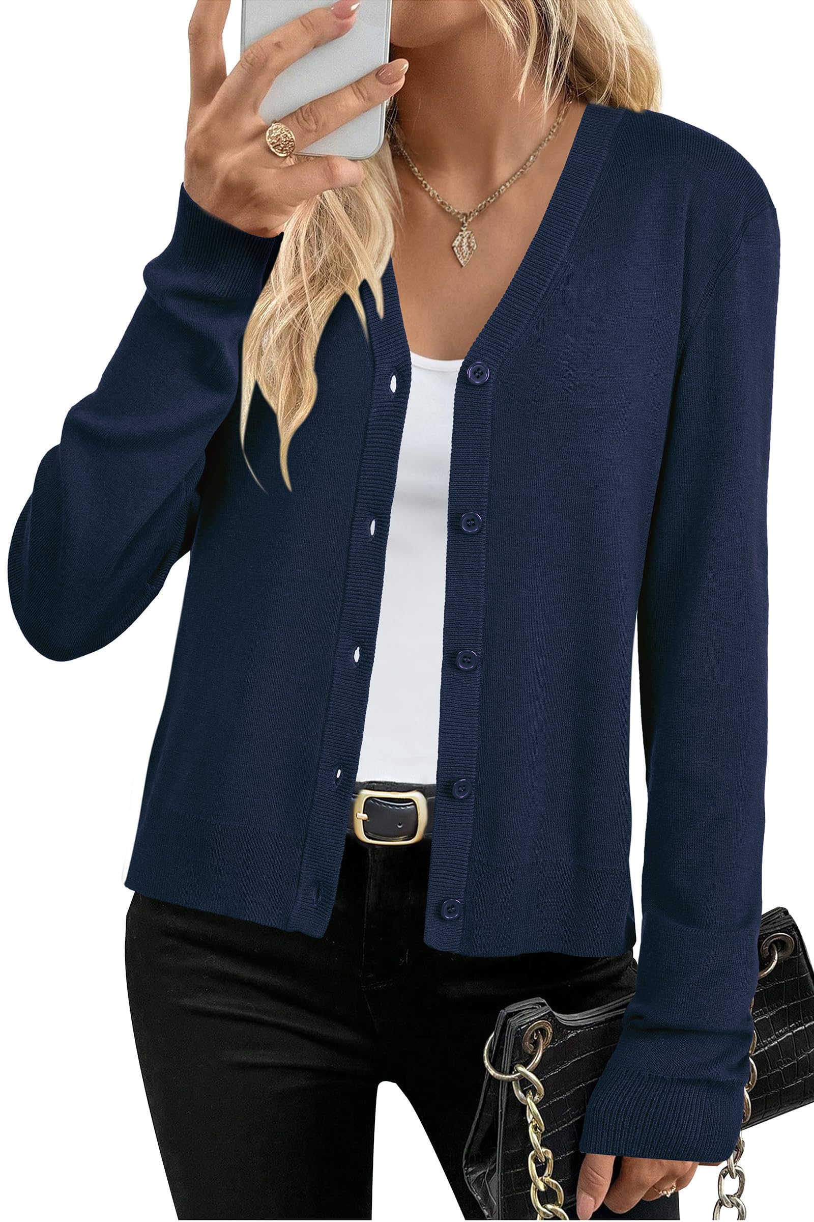 Arach&Cloz Women's Wool Blend Business Casual Cardigan Sweaters Tops