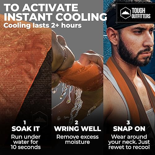 Miniatura 3 de Tough Outdoors Toalla de enfriamiento  Toallas de enfriamiento para cuello y cara  Envoltura de hielo y trapo para sudar para camping, gimnasio,