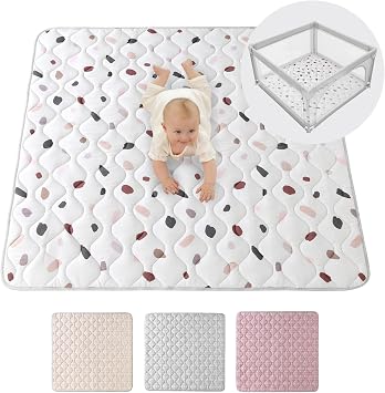 Large Padded Play Mat 127 cm   Extra Thick 1.5 cm Soft Playmat for Newborns | Stylish Unisex Design   Baby Play Mat with Non-Slip Backing for Crawling, Soft Play & Tummy Time   Machine Washable