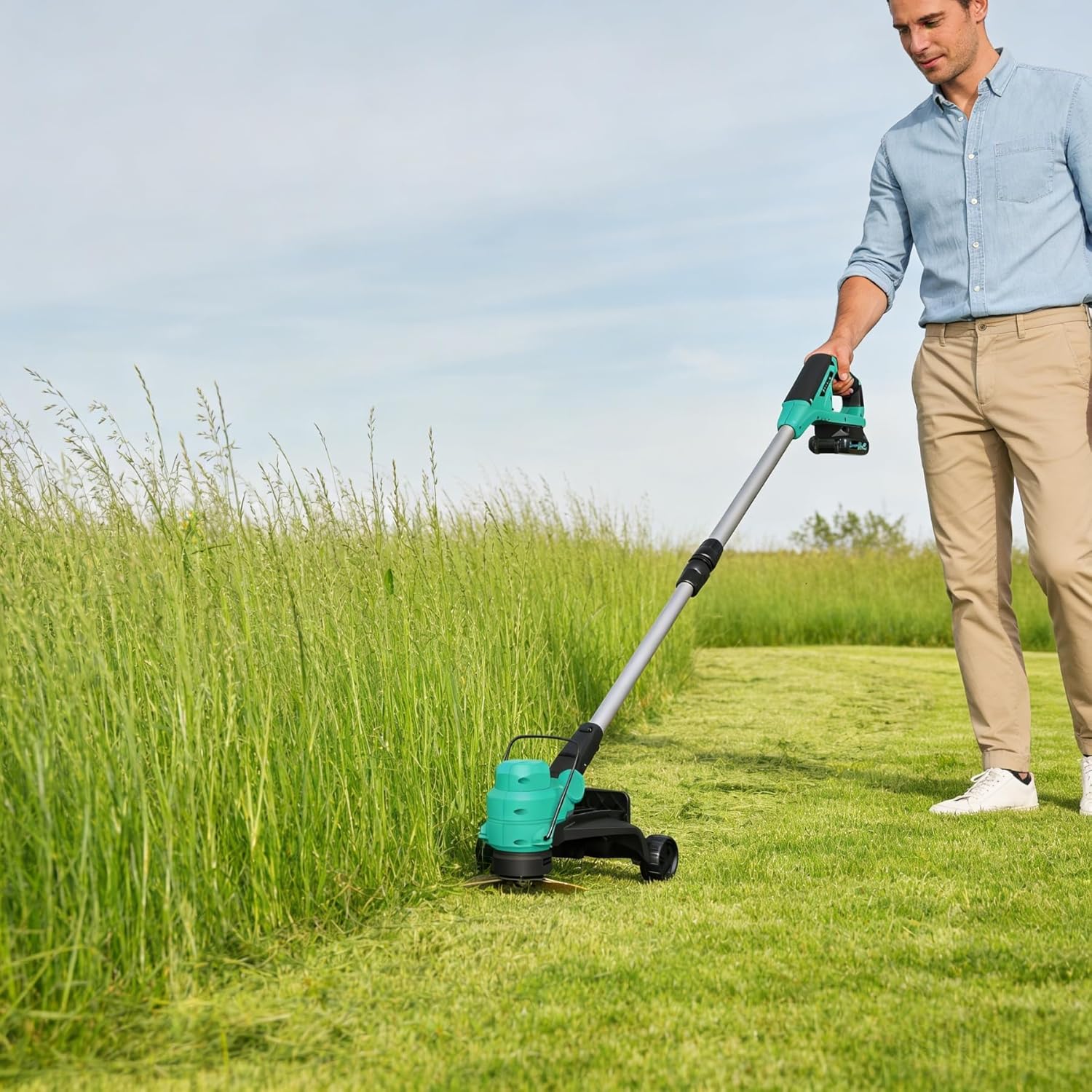 20V Wireless String Trimmer & Edger, 2-in-1 12-Inch Electric Grass Trimmer with 2x2.0Ah Li-Ion Batteries, Fast Charger, Automatic Line Feed for Lawn Garden Edging