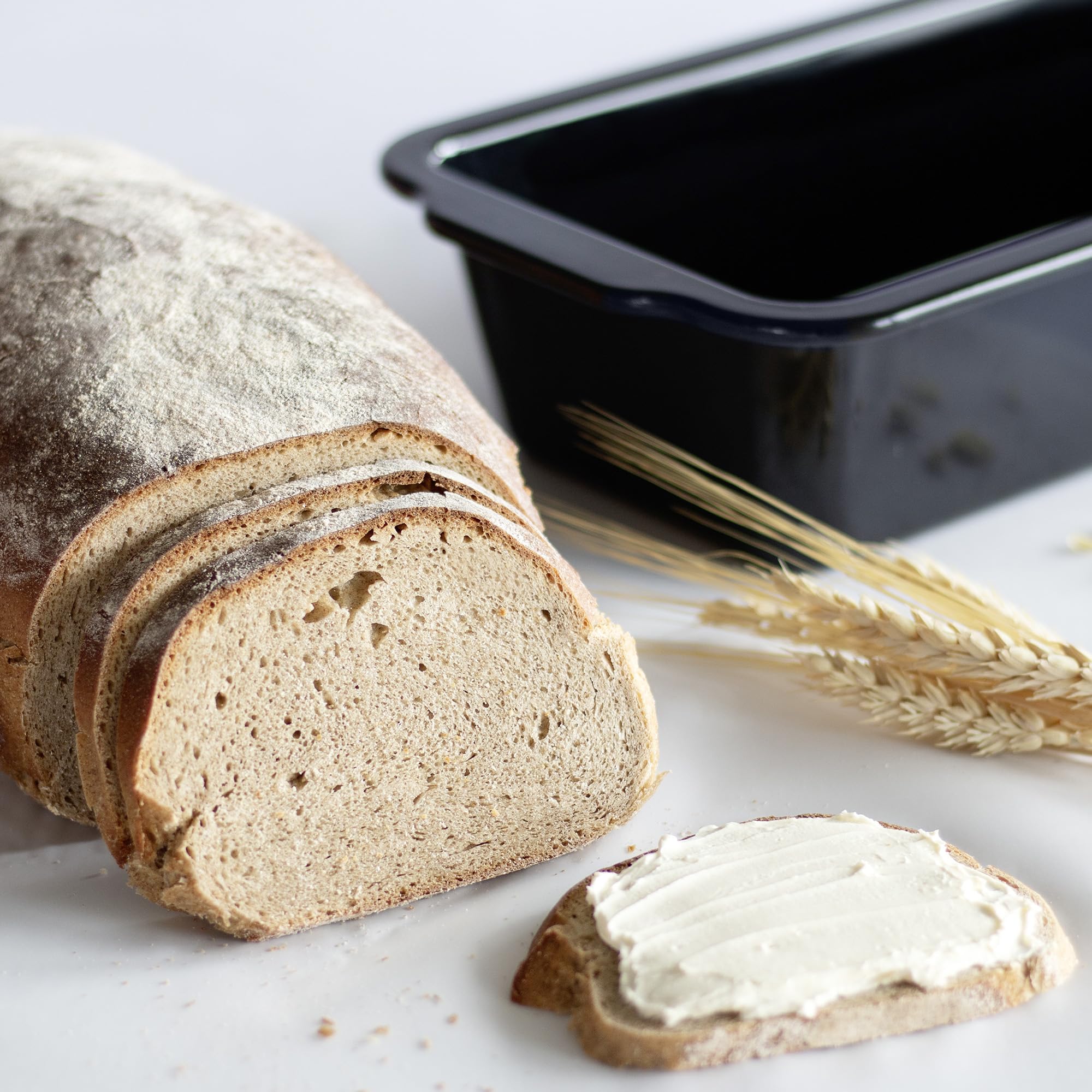 Städter Brotbackform Emaille Black Edition, 30 x 13 x 8 cm, Emaillierte Kastenform für Sauerteig, made without PFAS, Schnittfest, Temperaturbeständig bis 300°C | rz