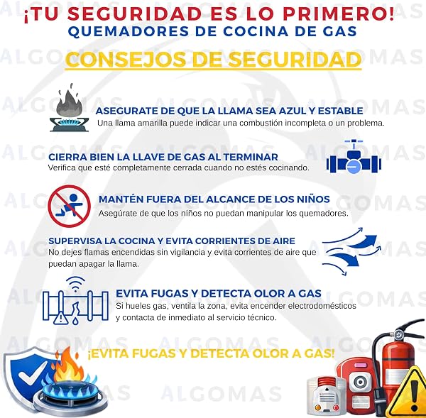 ALGOMAS® Quemadores Cocina Gas Universales | Pack 4 Quemadores y Tapas 92 mm 62 mm 62 mm 42 mm | Compatible con Zanussi Nardi Teka Balay Fagor | Repuesto Fogones Gas - 5