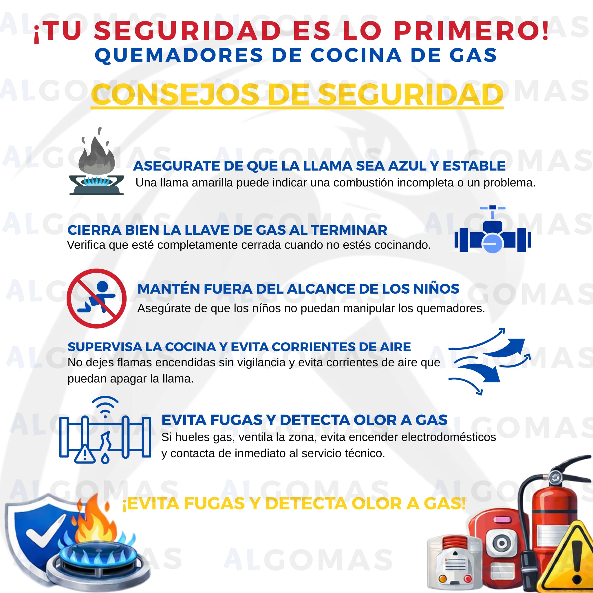 ALGOMAS® Quemadores Cocina Gas Universales | Pack 4 Quemadores y Tapas 92 mm 62 mm 62 mm 42 mm | Compatible con Zanussi Nardi Teka Balay Fagor | Repuesto Fogones Gas