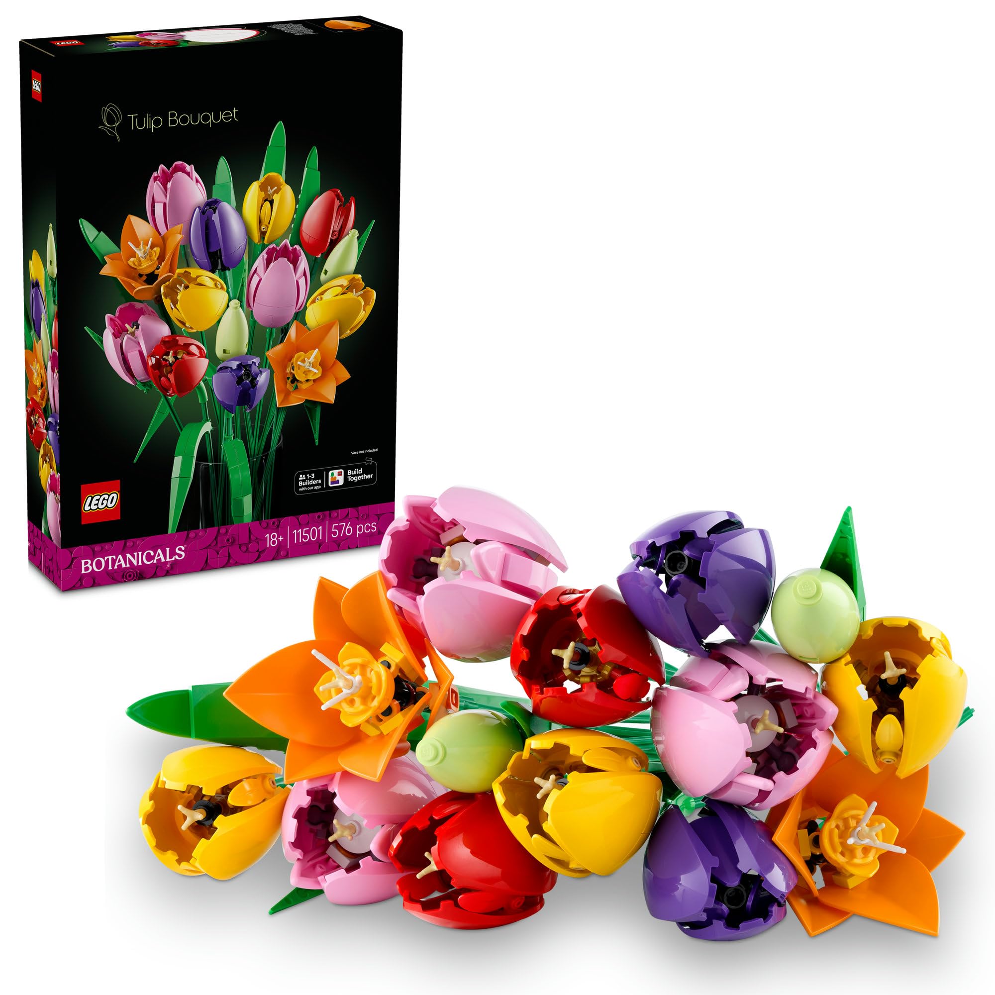 LEGO® Botanicals Tulip Bouquet 11501 Flower Decor Building Kit for Adults - Includes 5 Variants of Tulips in - Features Adjustable Stems - Treat Idea for Women and Men
