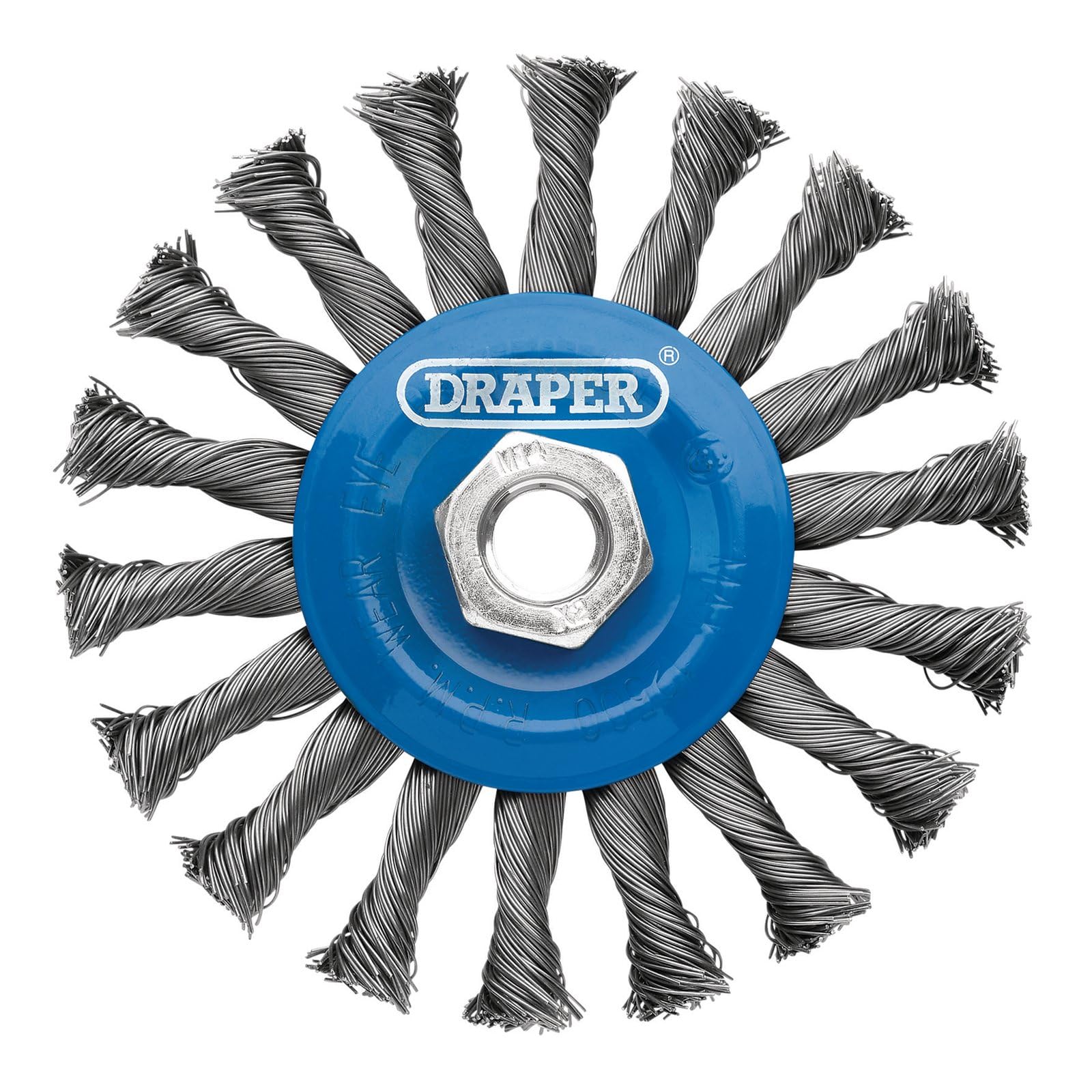 Draper 08058 Steel Twist-Knot Flat Wire Wheel Brush, 115mm, M14 WBW3 Wire Wheels