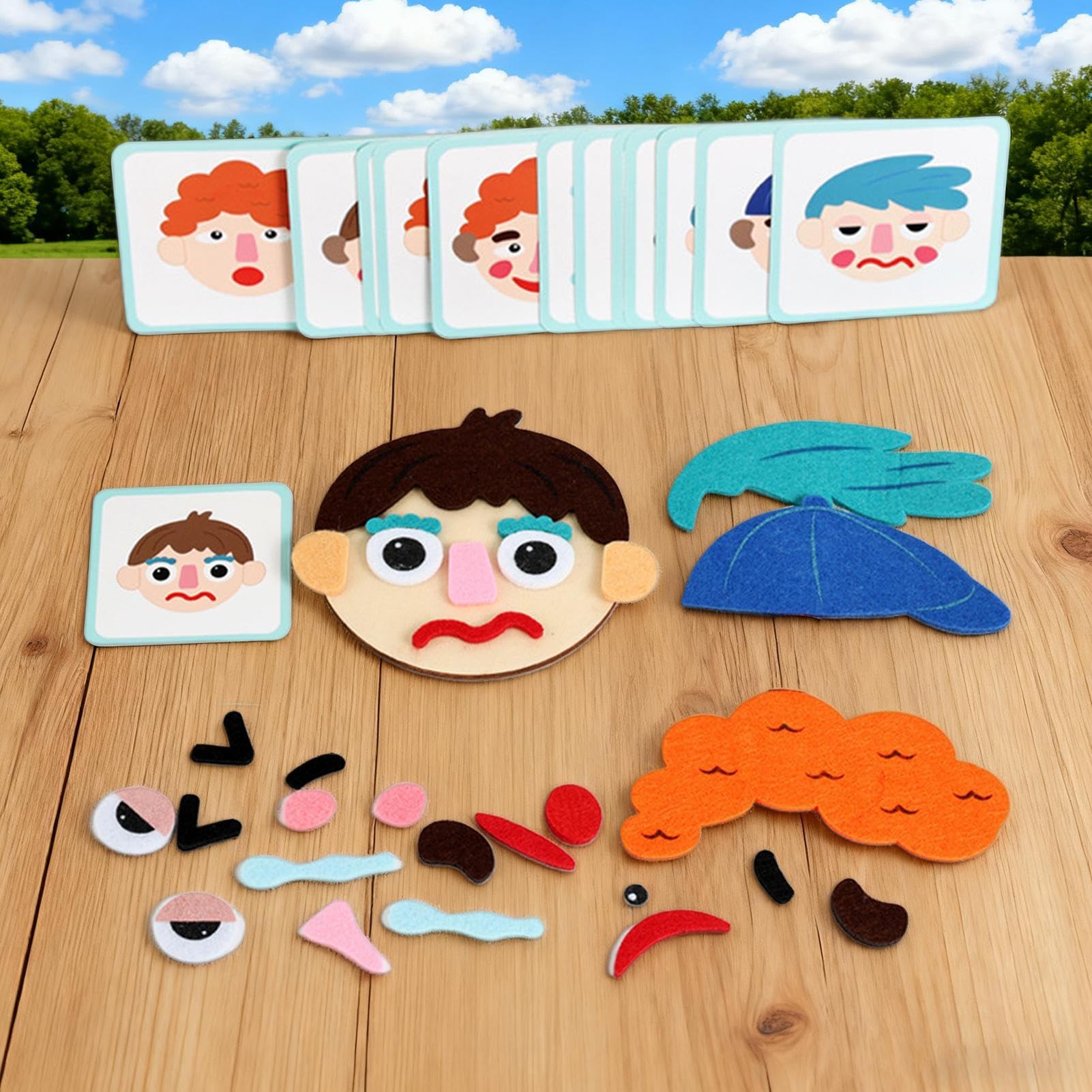 Giocattolo Dei Bambini Con Viso Ed Espressioni In Feltro,Gioco Educativo Divertente Con Carte Flash - Giocattolo Per L'Espressione Emotiva,Per Natale Asilo Compleanno Scuola Eventi Famiglia