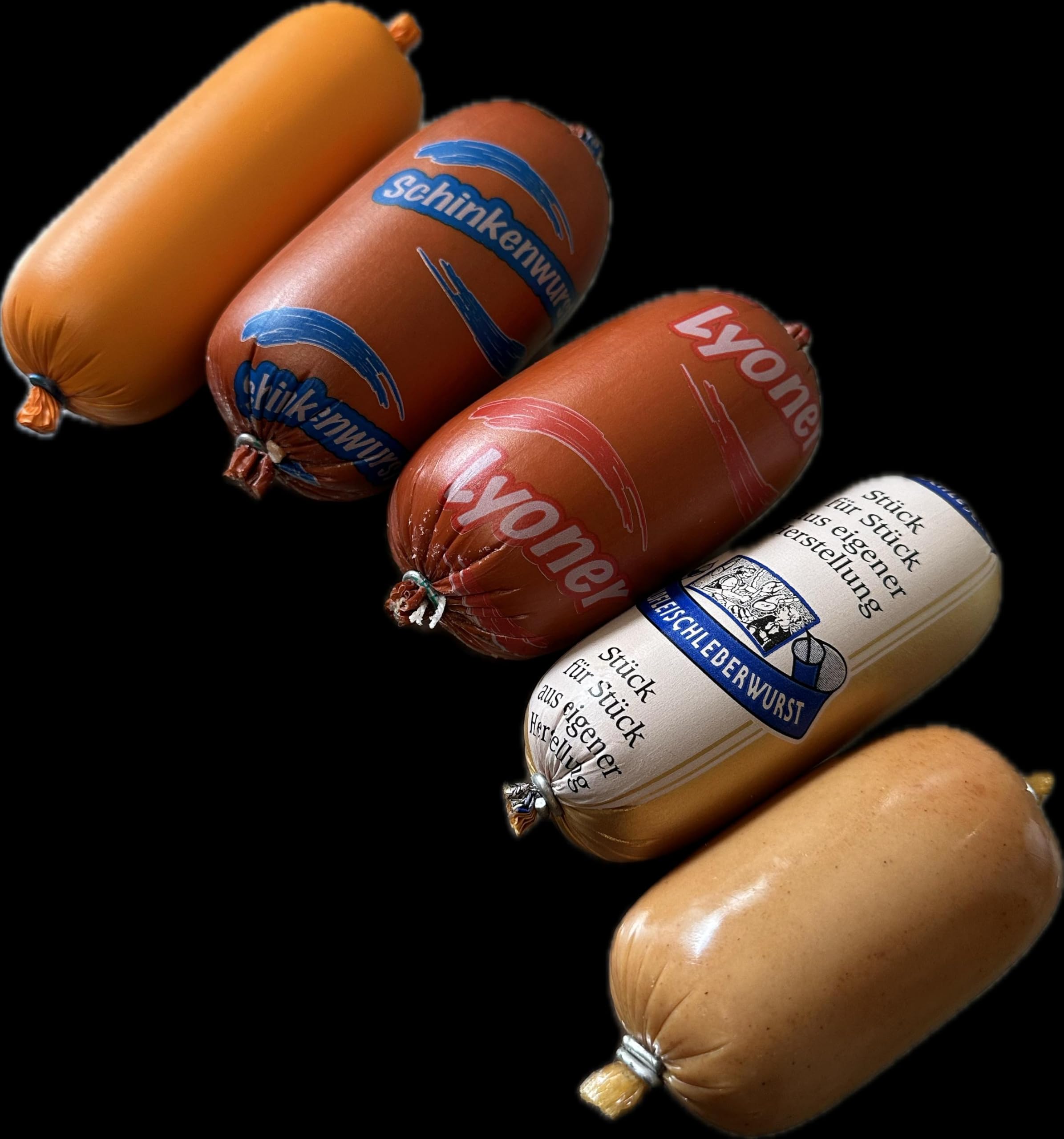Wurst Paket, Deutsche Wurstspezialitäten, Gelbwurst, Lyoner, Schinkenwurst, Kalbsleberwurst, Mettwurst, Traditionelle Metzgerei-Qualität