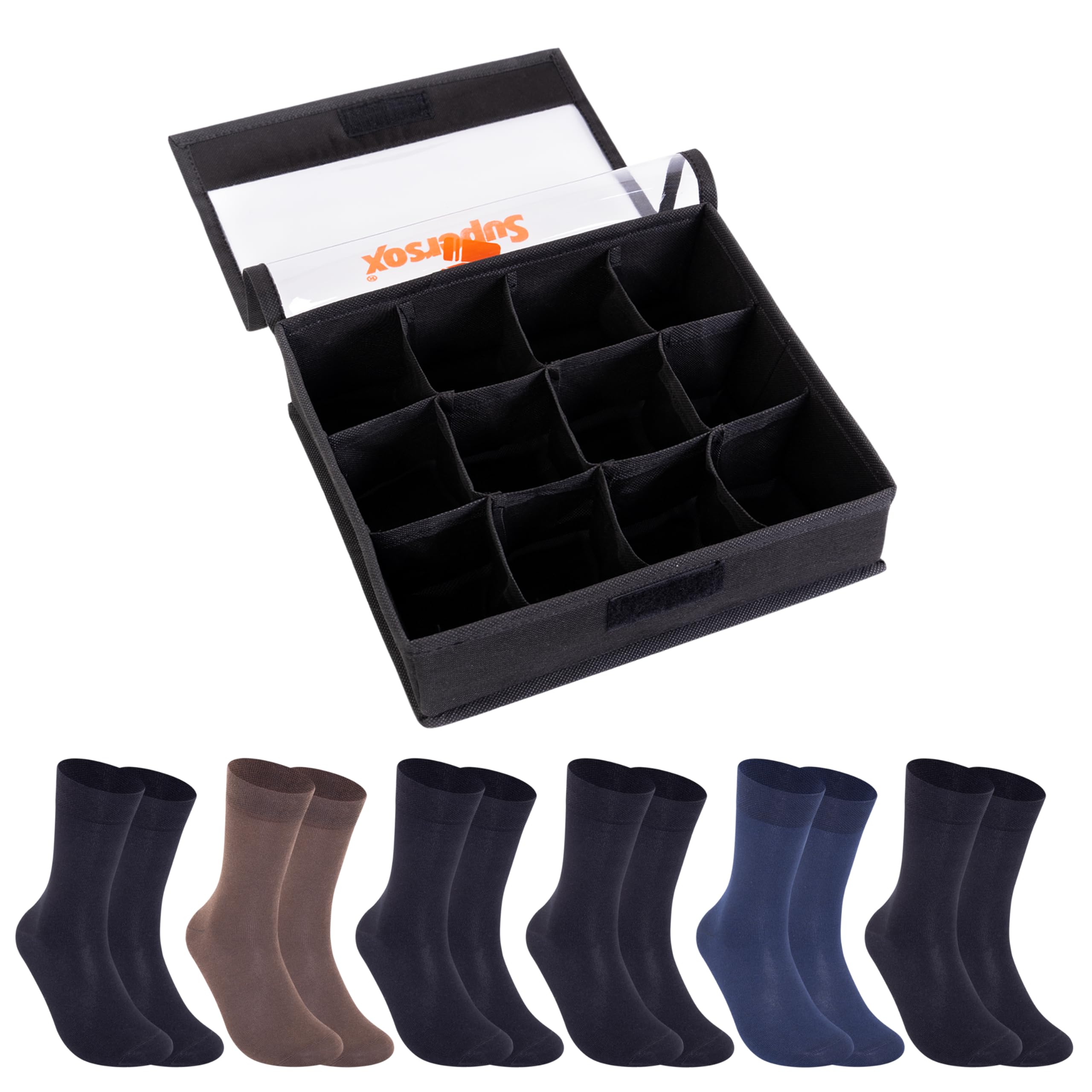 Formal/Office Crew Socks For Men Made With Premium Cotton. Reinforced Heel & Toe For Extended Durability Pack Of 3 (Sock Organizer With 6 Pairs Socks), Regular, Multicolor-image-40
