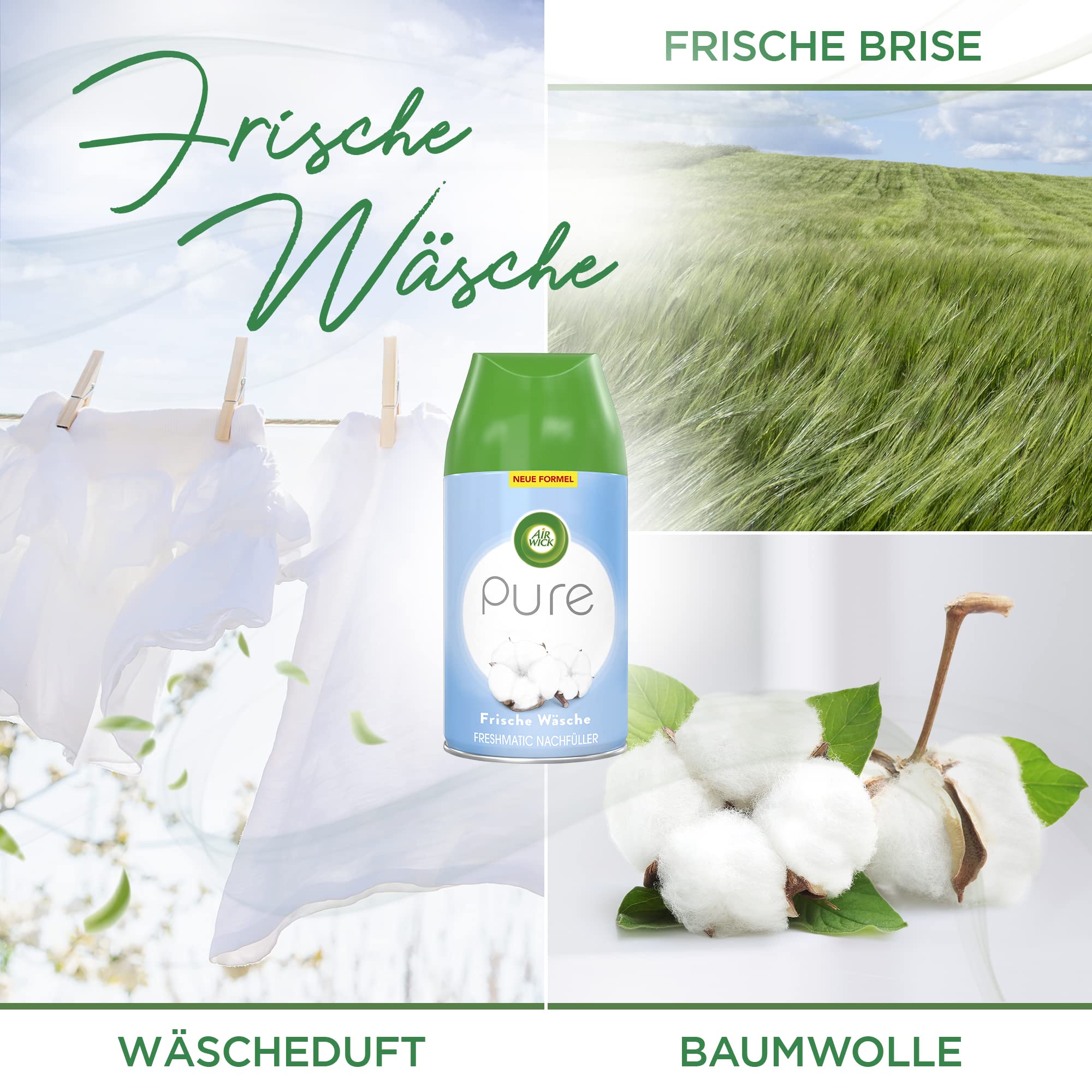 Air Wick Freshmatic Max Pure - Ricarica spray per Air Wick Freshmatic Max, fragranza: cera fresca, 6 x 250 ml di ricarica