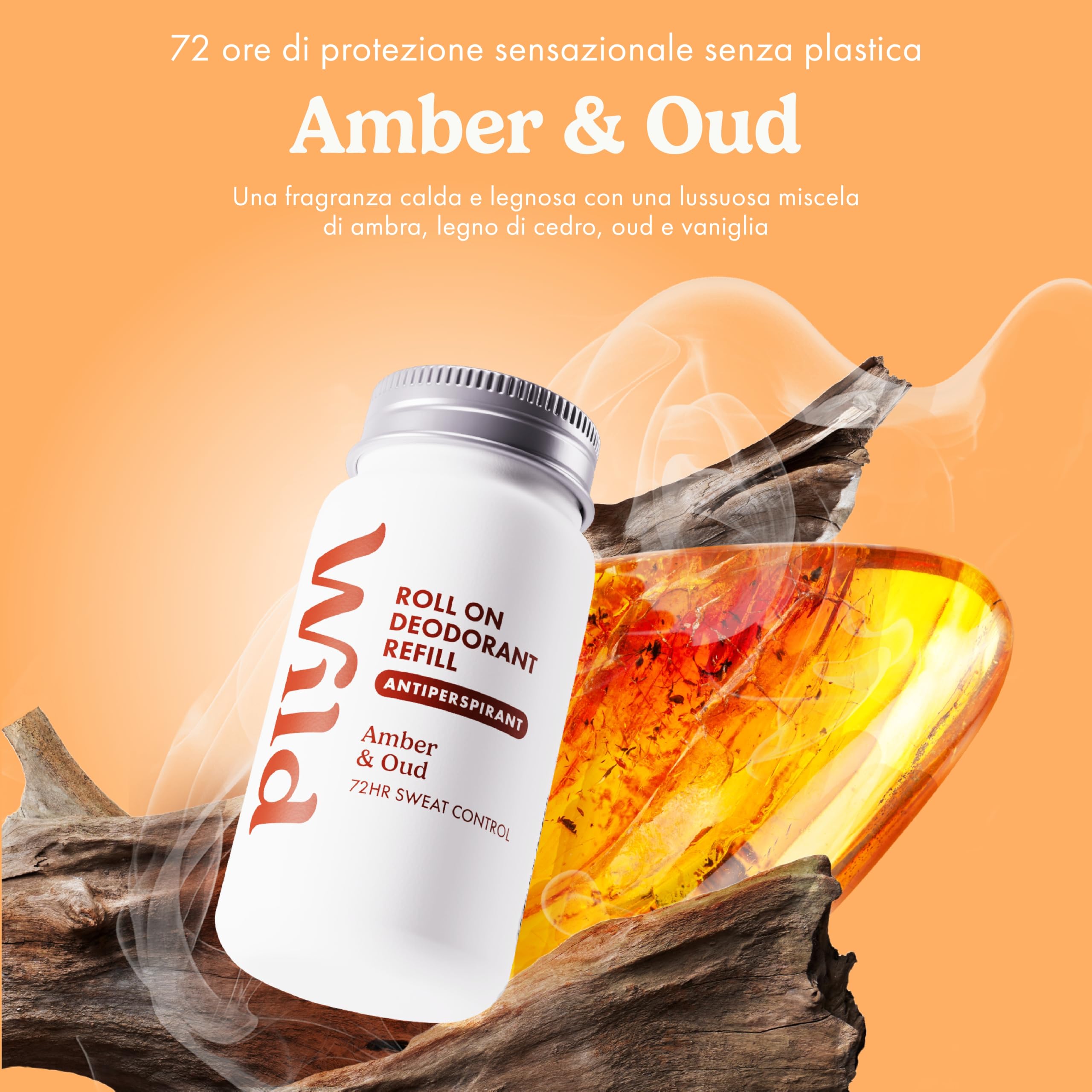 Confezione con ricariche del deodorante antitraspirante Wild per uomo - 72h di protezione dagli odori - Vegano al 90% - Adatto alle pelli sensibili - Amber & Oud, Thunderstorm, Cedar & Sandalwood