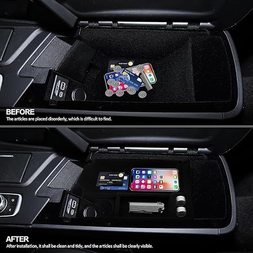 Miniatura 7 de yboueo Organizador de consola central Cadillac CT5 2023 compatible con Cadillac CT5 2020 2021 2022 2023 bandejas de reposabrazos flocado, caja de