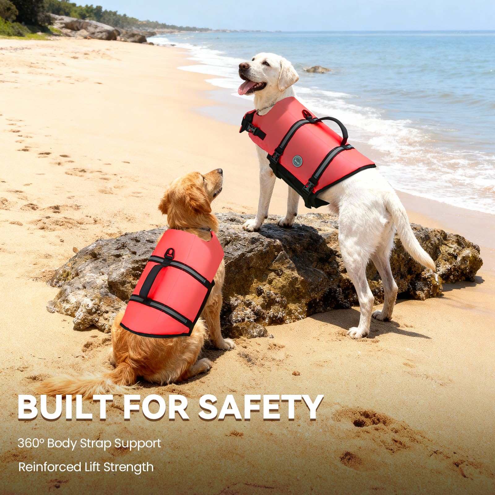 VIVAGLORY Rip Stop Dog Life Jacket, Buoyancy Aid with Handle, Buoyancy for Doggy, Dog Life Jacket for Swimming & Boating, XXS, Bright Orange — view 58