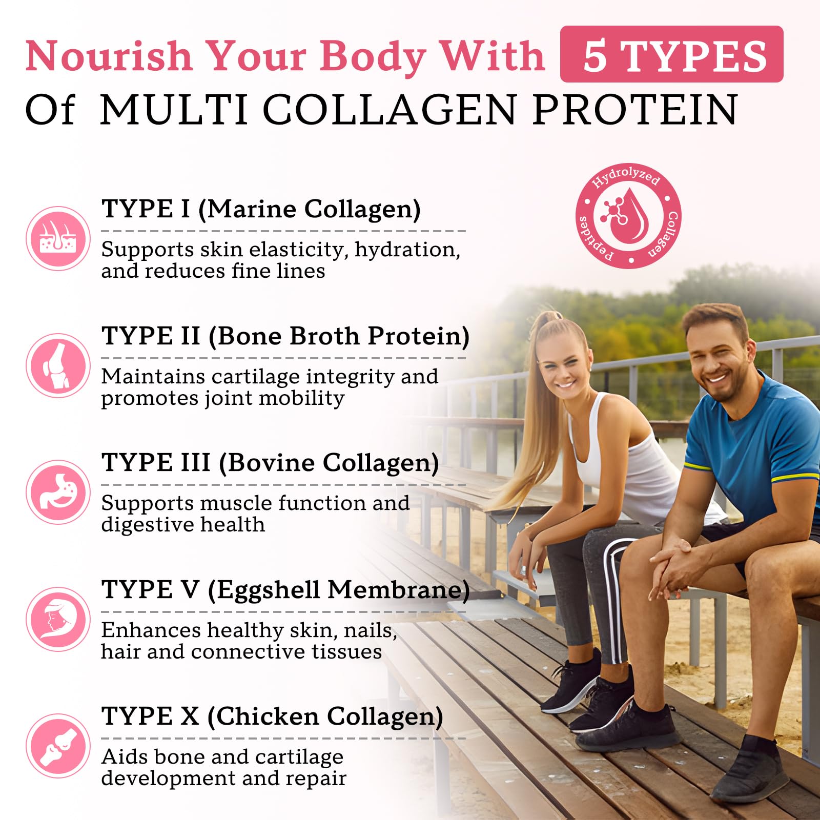 Collagen Gummies for Women Men, Hydrolyzed Collagen Peptide Type I,II,III,V,X with Biotin, Vitamin C A B D E for Skin Hair Nails J0ints, Immunity Energy Digestion, Sugar Free, 60 Count — Amazon image 4