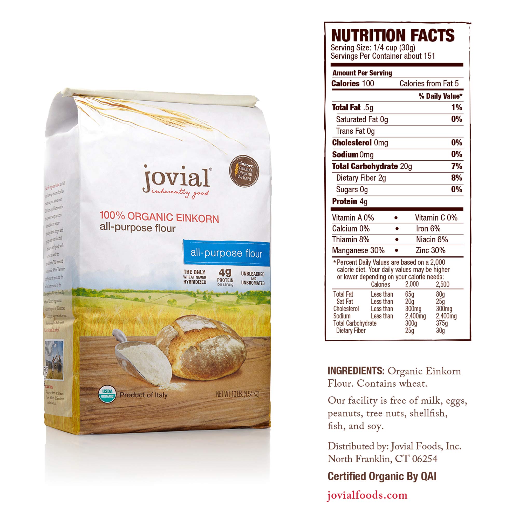 Jovial Organic Einkorn AllPurpose Flour, 10 Pounds Buy Online in
