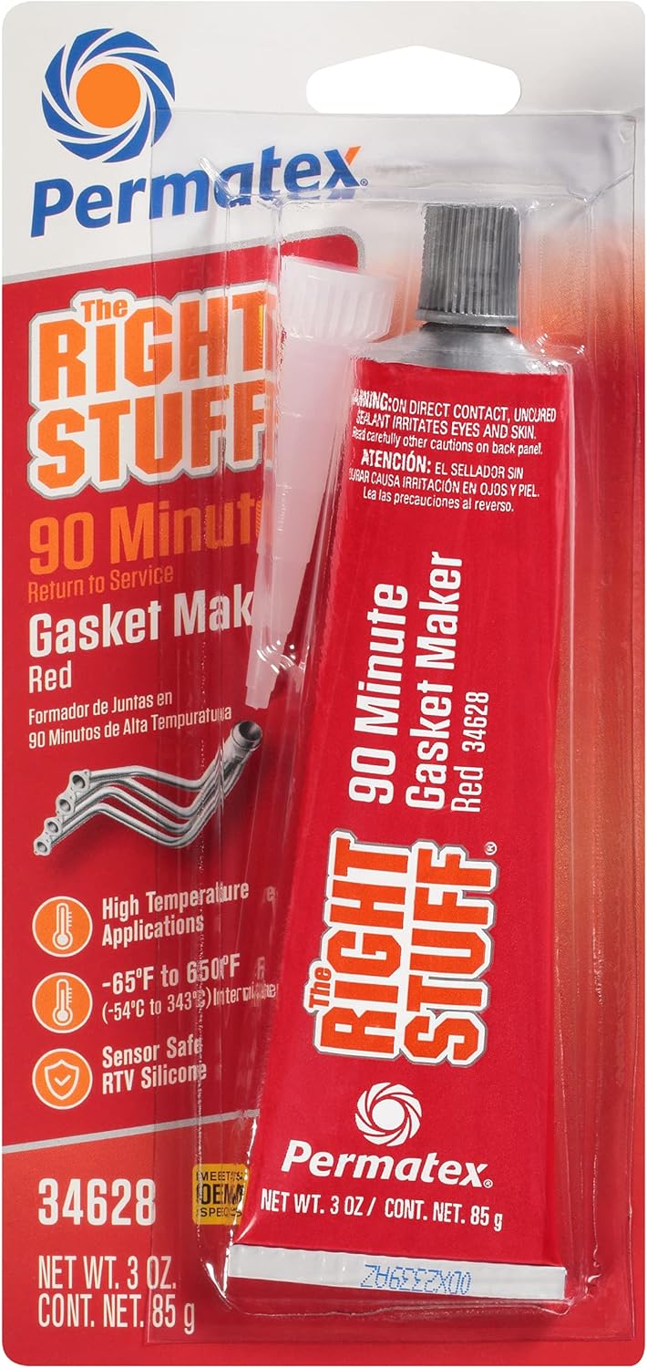 Permatex 34628 Right Stuff 90 Minute Red High Temperature Gasket Maker, 3 oz