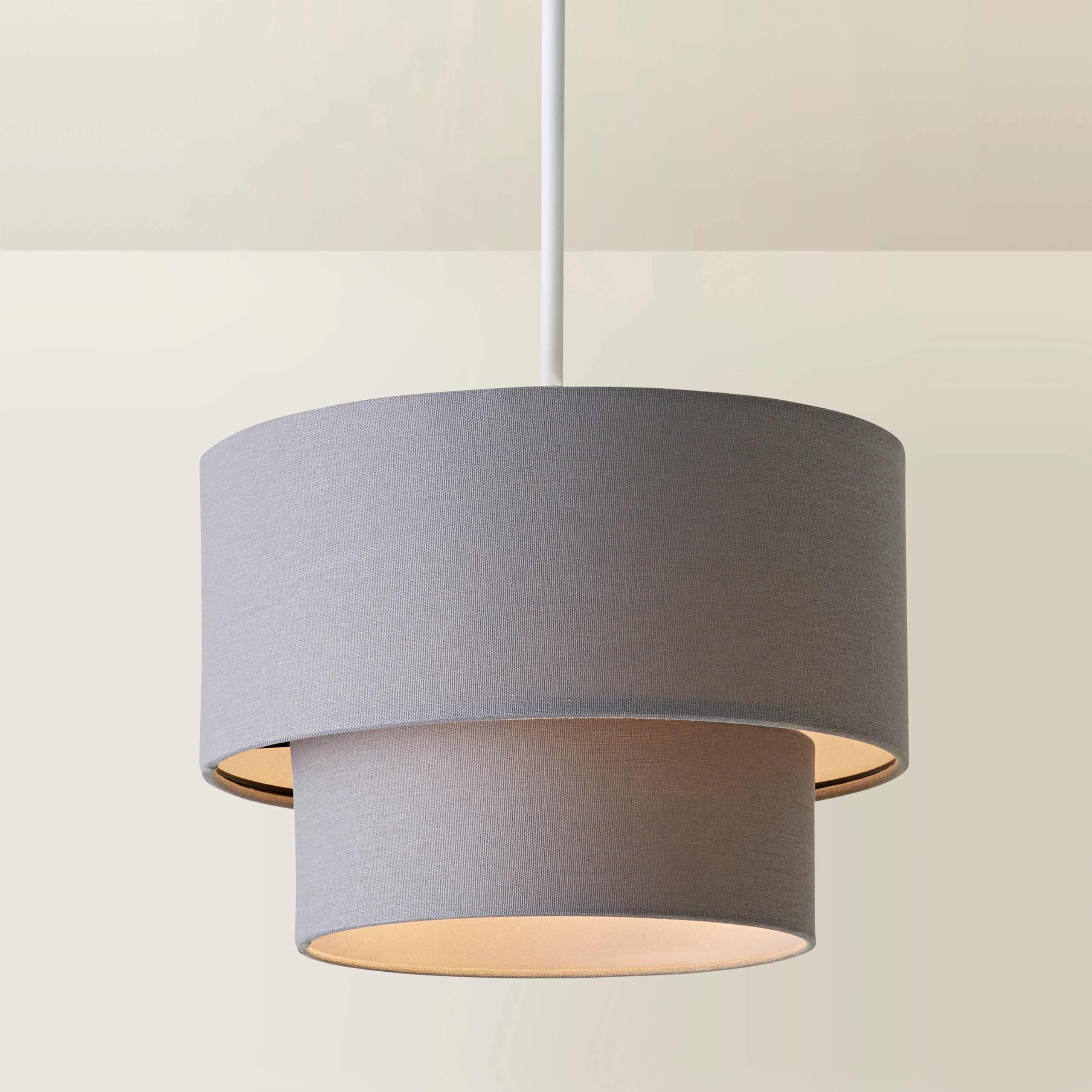 Valuelights Grey | Jodie Two Tier Linen Ceiling Drum Lamp Shade | Ceiling Lights, Home Décor & Improvement Essential