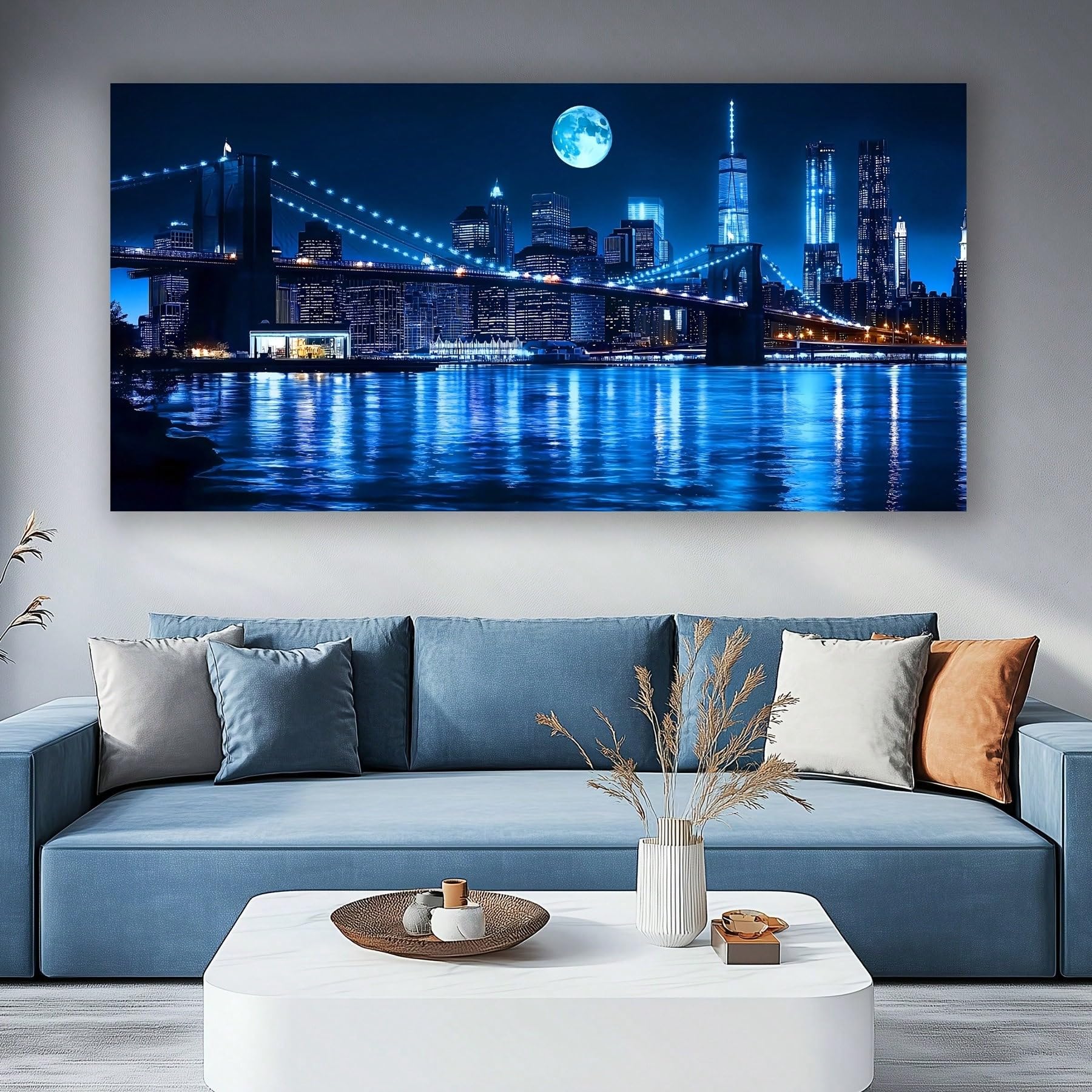 Toile murale paysage urbain bleu imprimé déco chambre 30x45 - 8