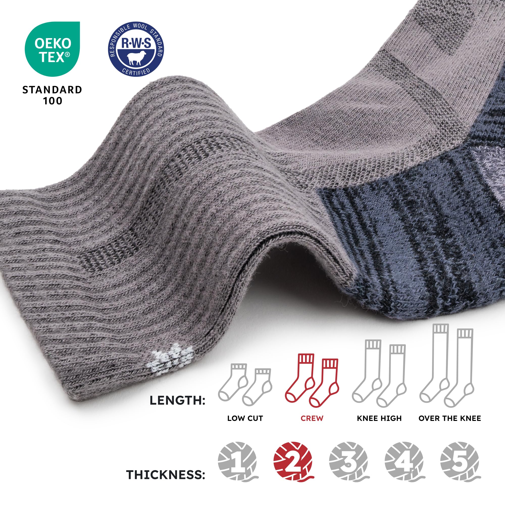 NORDIC Socks Skarpety Trekkingowe z Wełny Merynosów, Lekkie, Dla Kobiet i Mężczyzn, Zestaw 5 Par, Unisex