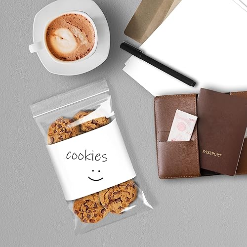 Miniatura 7 de Bolsas con cierre de bloque blanco, 6 x 9 pulgadas. Paquete de 100 bolsas con cremallera para almacenamiento de alimentos con bloque de escritura.