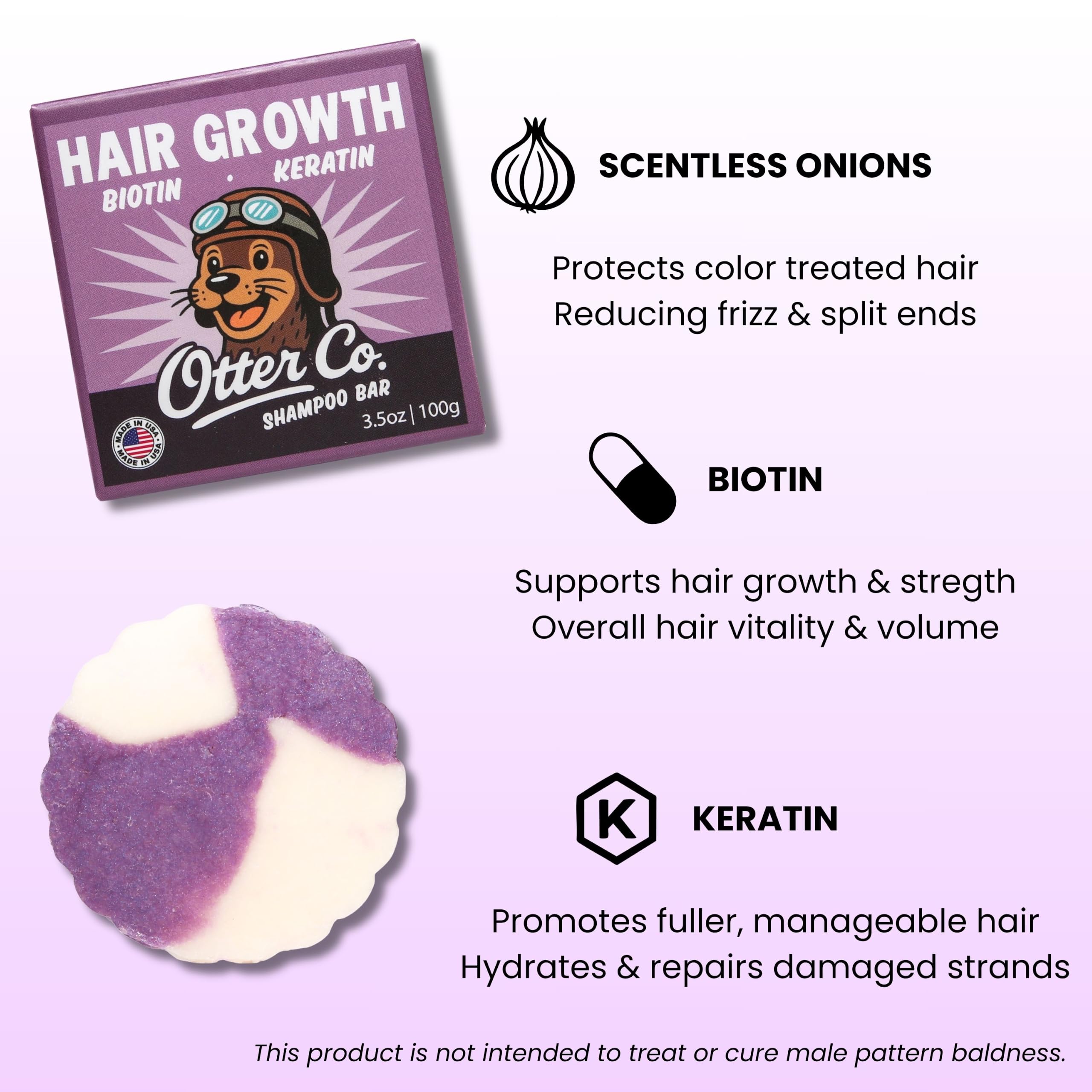 Otter Co. Champú de biotina y cebolla para el crecimiento del cabello con queratina, aceite de romero para el crecimiento del cabello, ACV, vegano, sin sulfatos y no tóxico, champú para pérdida de