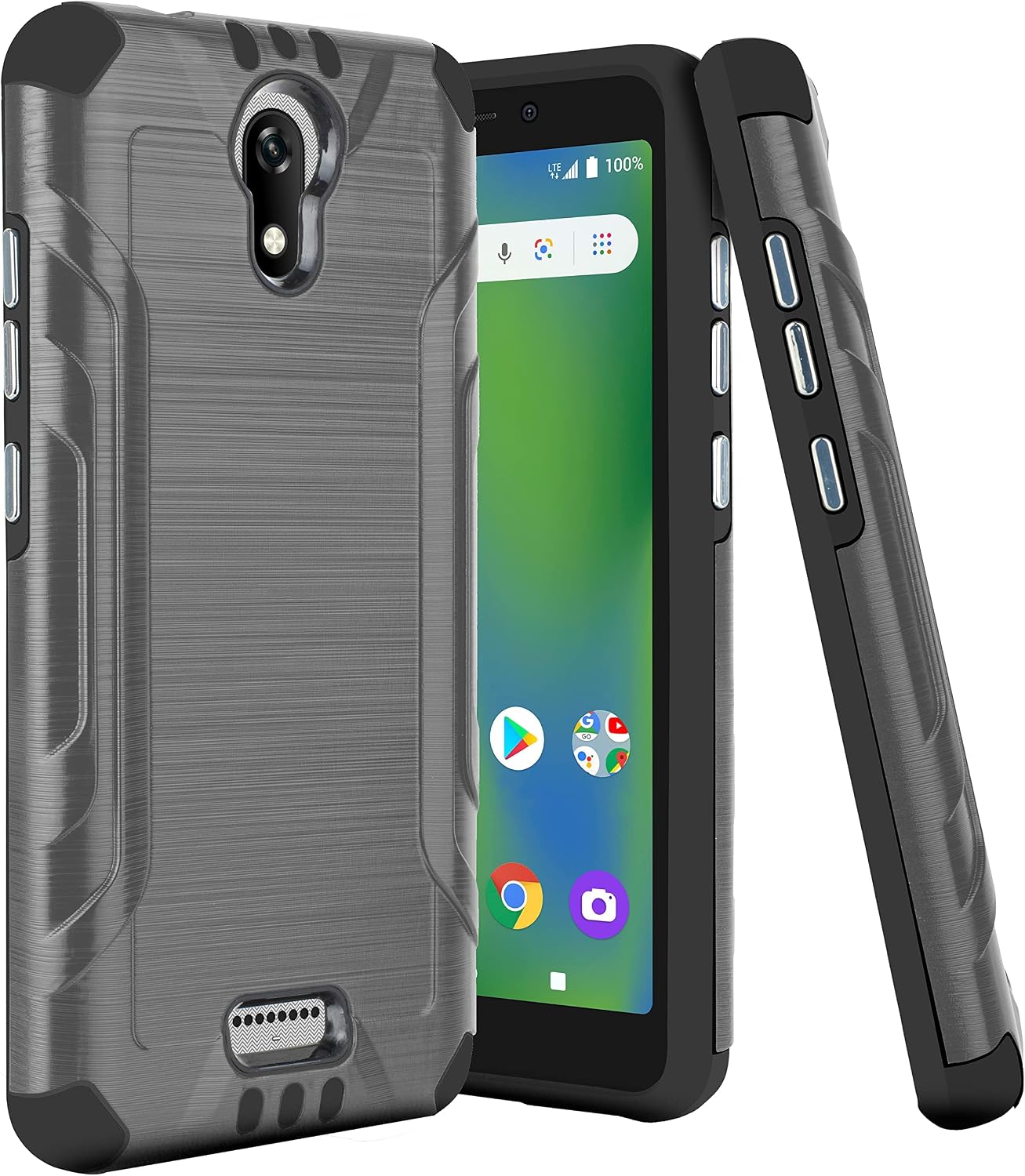 HRWireless Compatible for AT&T Calypso/Calypso 2/Cricket Vision 3/Cricket Debut Phone Case for Shock Absorption, Accidental Drops, Scratches, Heavy Duty Hybrid Cover