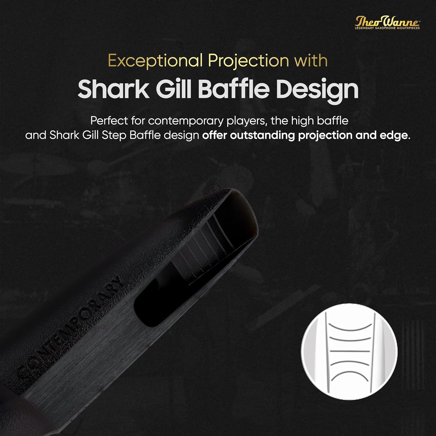 Theo Wanne ESSENTIALS Contemporary Tenor Saxophone Mouthpiece with Mid Chamber & Shark Gill Step Baffle for Rock, Pop, Funk, Smooth & Latin Jazz - Exceptional Sound & Advanced Design - Size 7 (0.105")