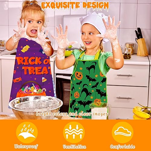 Miniatura 4 de 4 delantales de Halloween con bolsillos, delantal de cocina impermeable, delantal para hornear, accesorios de cocina de Halloween
