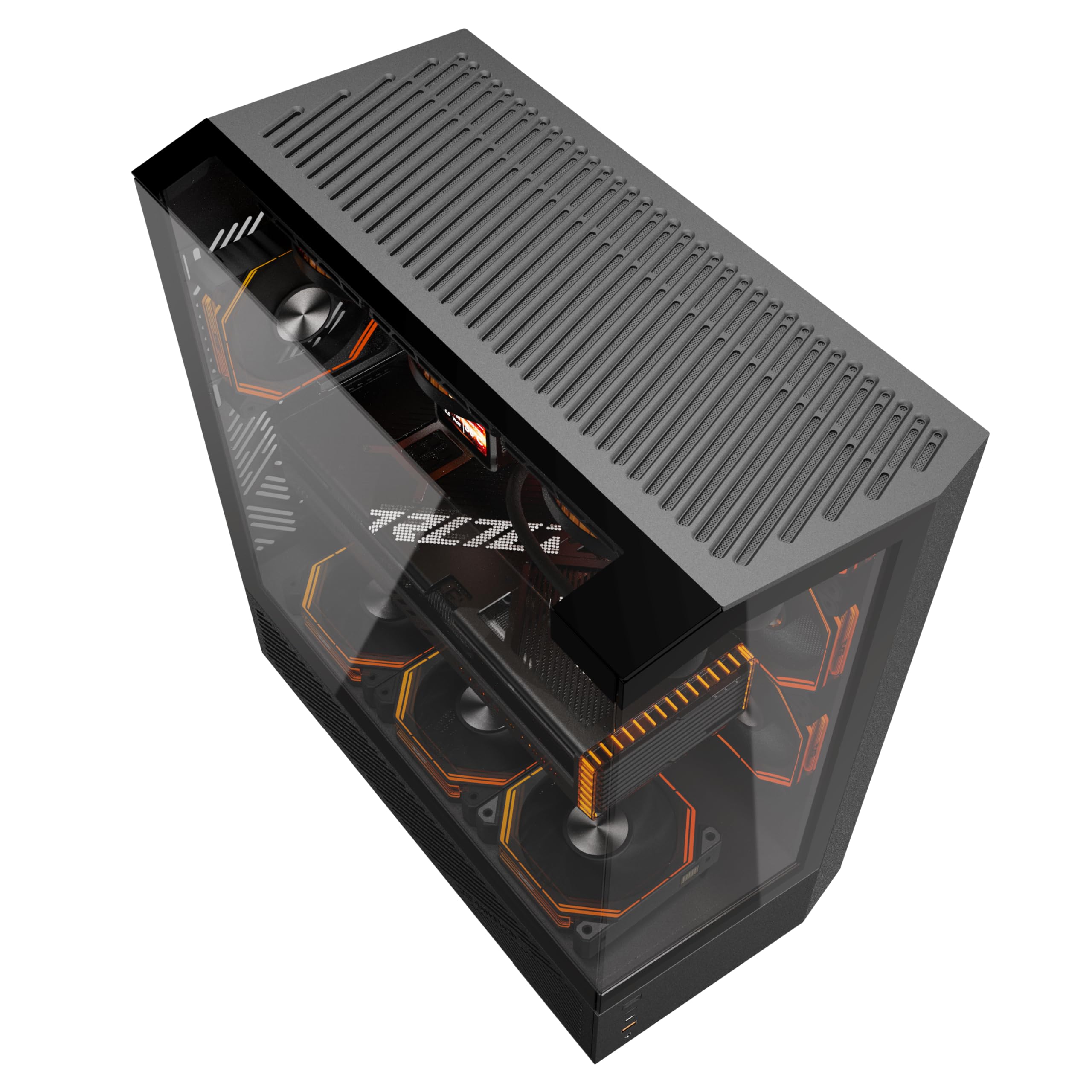 DarkFlash DY460 biała obudowa do komputera gamingowego ATX/M-ATX/ITX i 4 fabrycznie zainstalowane wentylatory ARGB, szkło hartowane 330°, maksymalna odległość GPU 400 mm, uchwyt chłodnicy 360 mm, USB
