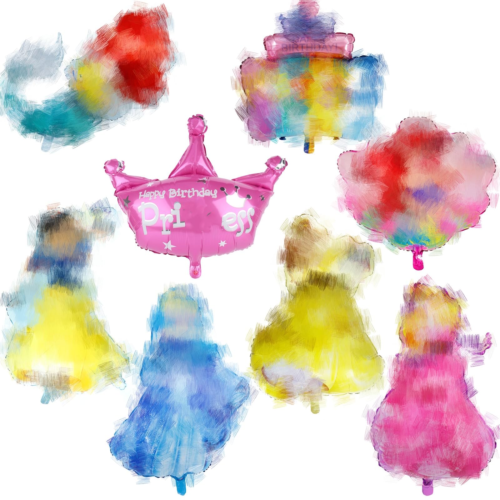 8Pcs Princess Foil Balloons, Princess Birthday Party Decorations Foil Balloons, Theme Birthday Decoration for Girls, Foil Balloons for Party Decoration Supplies — image 1