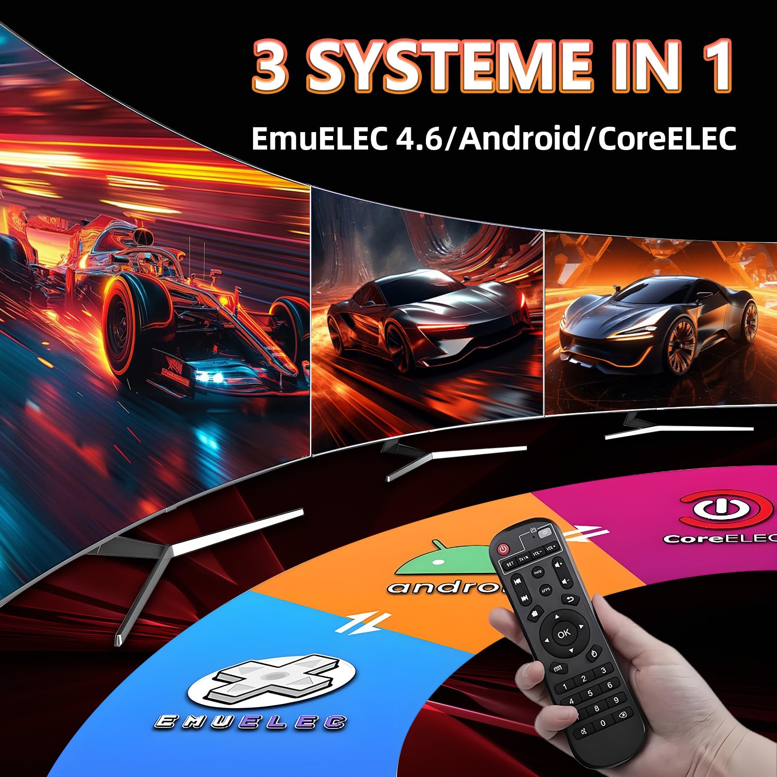 Super Console X4 PLUS Retro Konsole 256G,70000+ Spiele 60+ Emulatoren Retro Spielkonsole,EmuELEC/Android/CoreELEC System Game Box,2,4G/5G WiFi & BT4.0,4K Game Stick mit Drahtlose Controller