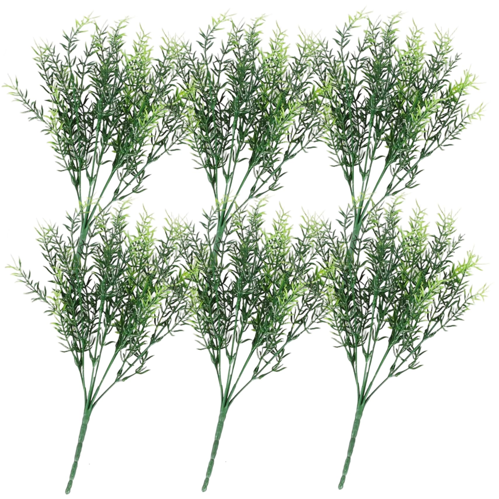 Hperu 6 Pcs Faux Rosemary Plant 14.5 Inch Artificial Rosemary Stems for Home Decor, Realistic Greenery with 7-Branch Design