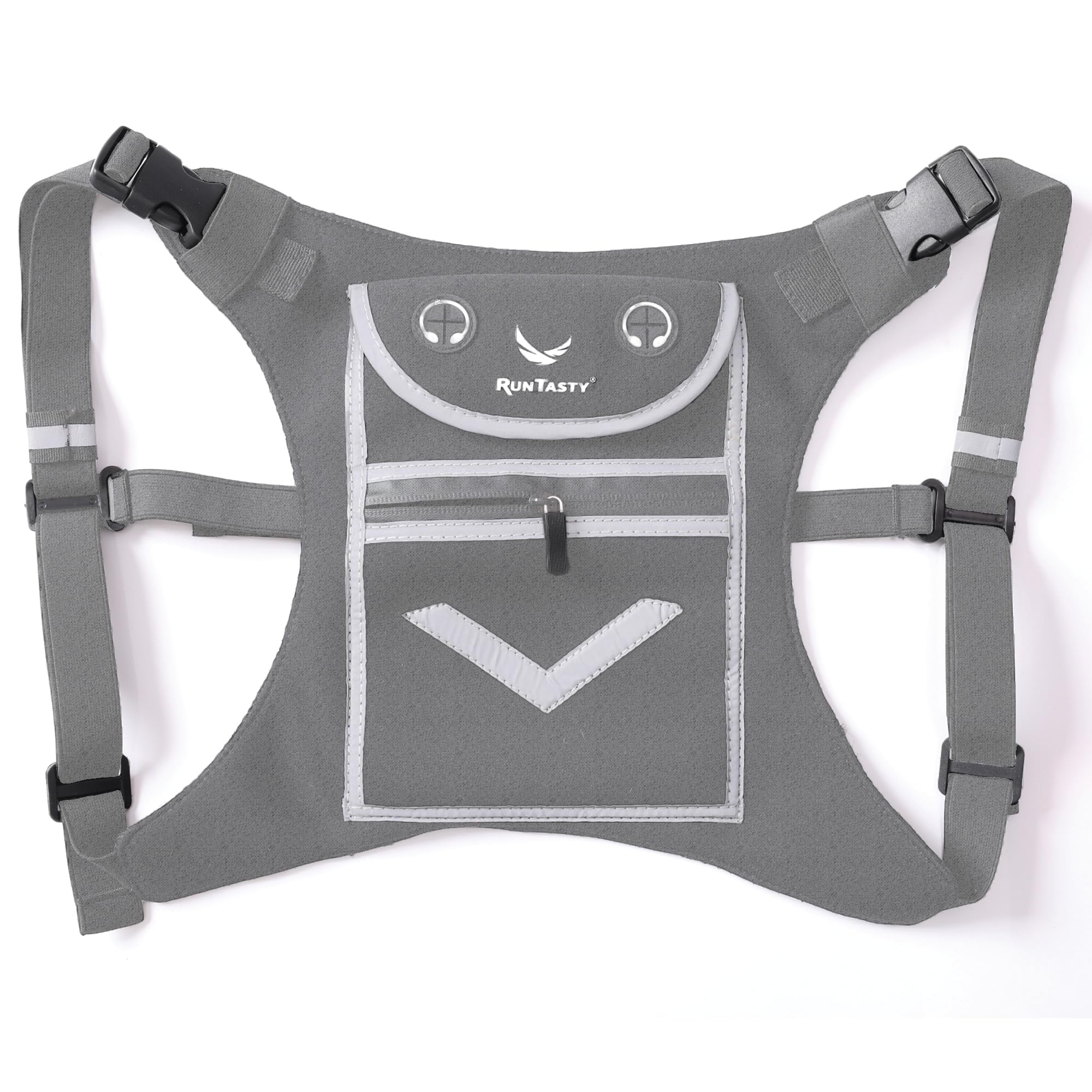 Running Mini Backpack Vest for Men & Women - Hi-viz gear, Holds Valuables, any Phone - Ideal for Fitness, Walking, Cycling!, Light Gray, Up to 49" Chest Size, Running Mini