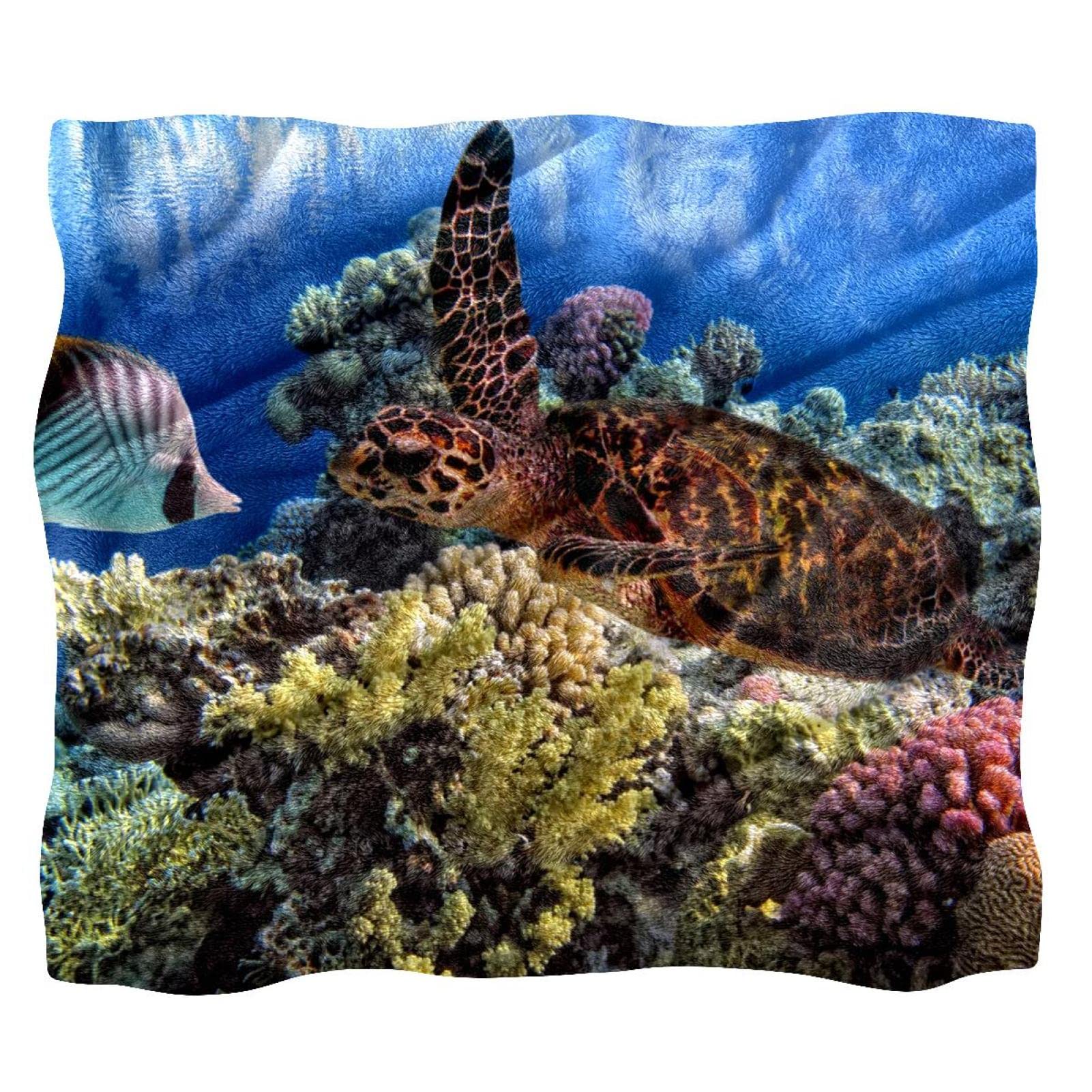 Couverture polaire tortue de mer douce pour vos soirées canapé