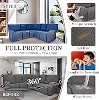 Vista 280 de Fundas 100% impermeables para sofá reclinable seccional, fundas para sofá reclinable en forma de L, funda para sofá seccional de esquina