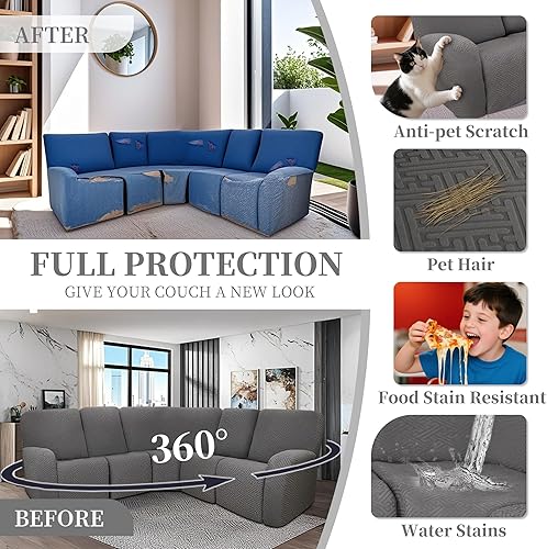 Miniatura 280 de Fundas 100% impermeables para sofá reclinable seccional, fundas para sofá reclinable en forma de L, funda para sofá seccional de esquina en forma de