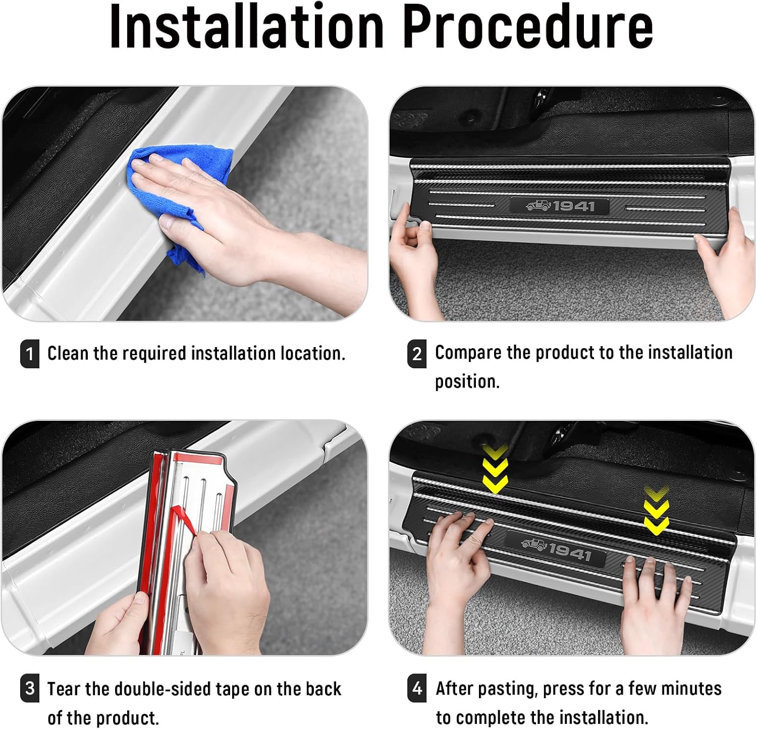 4PCS Door Sill Protector for Jeep Wrangler JL JLU 2018-2025 2026 & Gladiator JT 2020-2025 2026 Accessories Stainless Steel Front and Rear Door Car Pedal Kick Protection (Carbon Fiber)